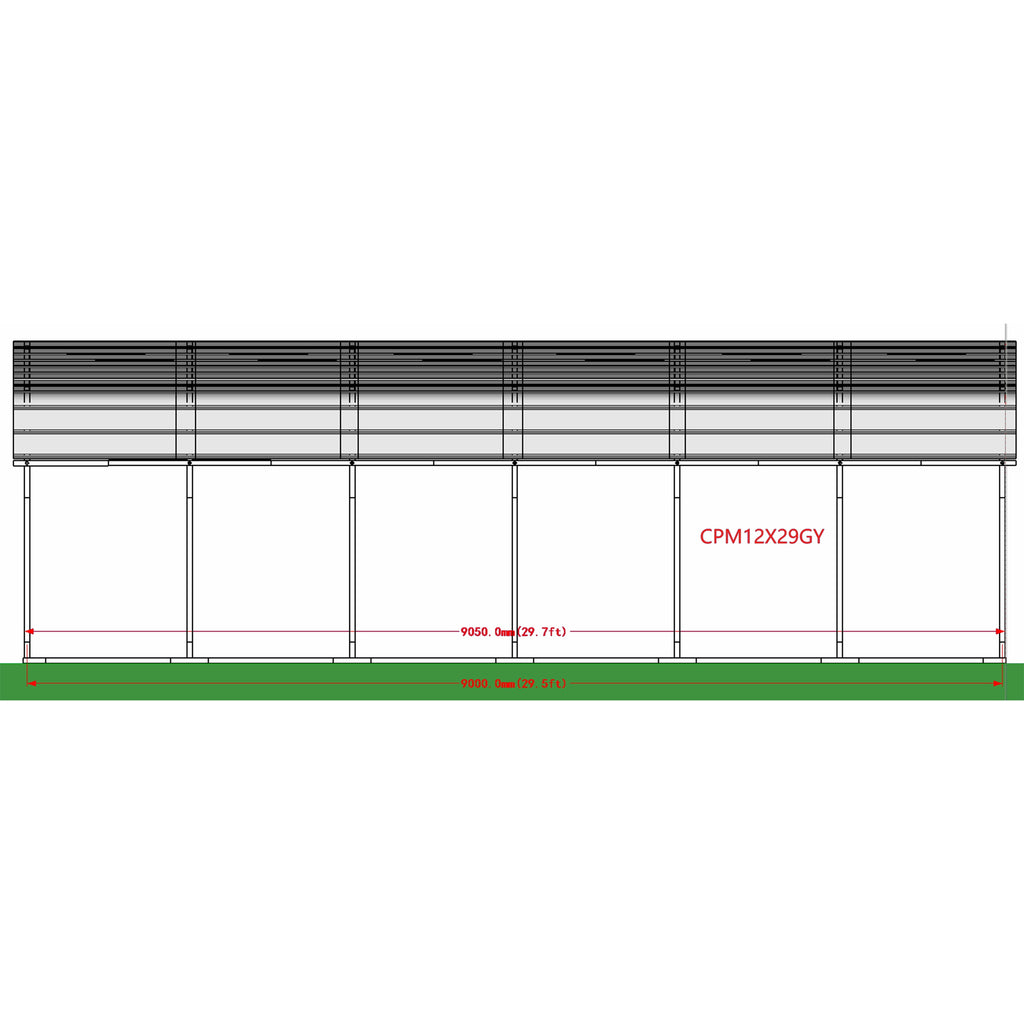 ALEKO Galvanized Steel Carport Canopy Shelter 12W x 30L x 10H ft Grey Color