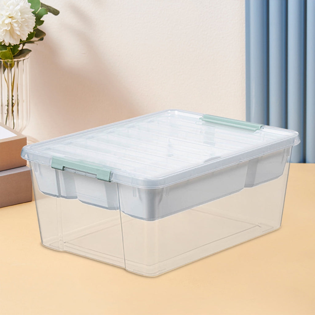 Toy Storage Organizer, Bins Boxes with Lids, Space Saving Stackable Clear Boxes for Offices, Kitchens, Living Rooms, Bedrooms, Plastic Storage Boxes