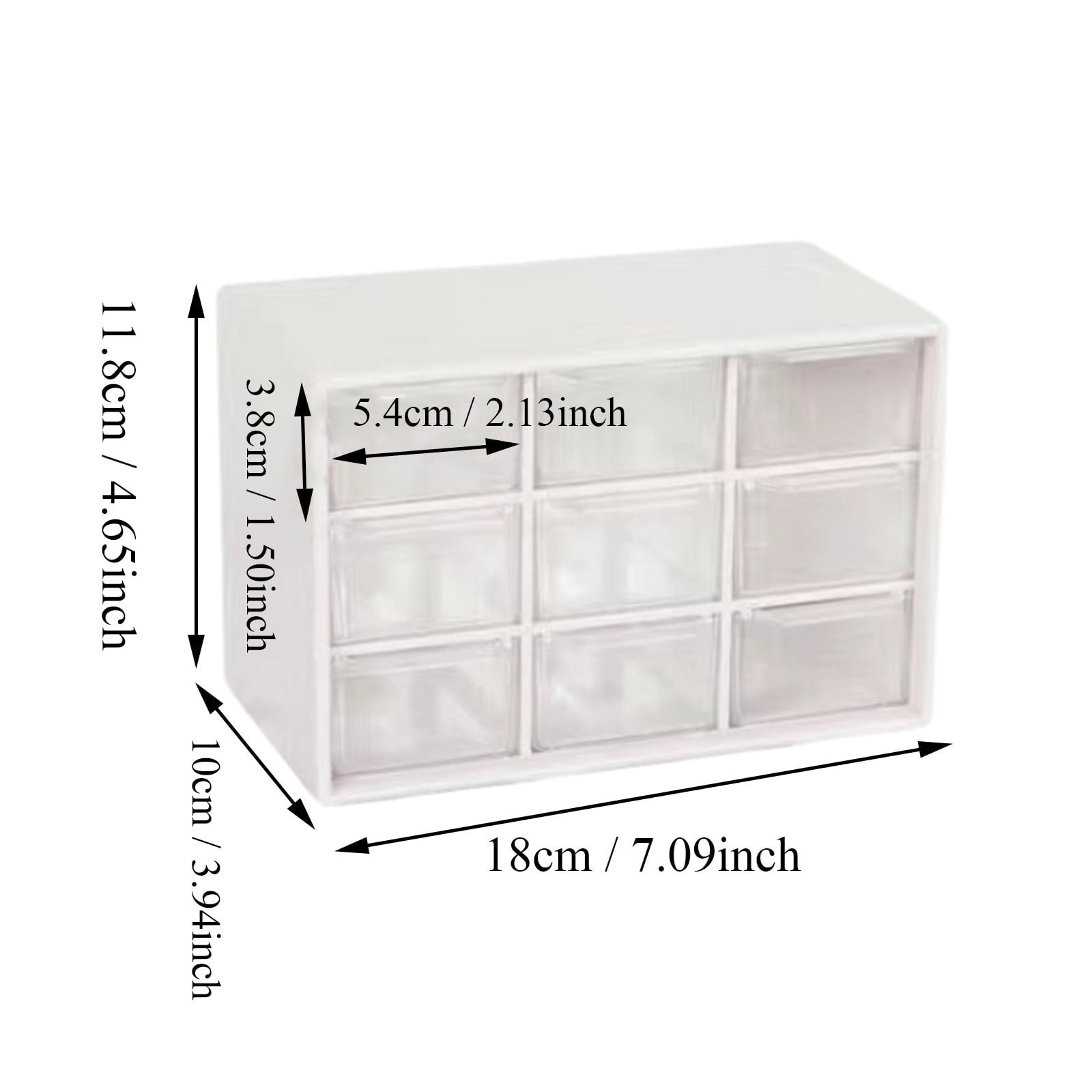 9-Drawer Desktop Storage Cabinet, Clear Plastic Craft & Jewelry Organizer Box for Beads, Stationery, and Small Parts, Stackable Mini Makeup Organizer