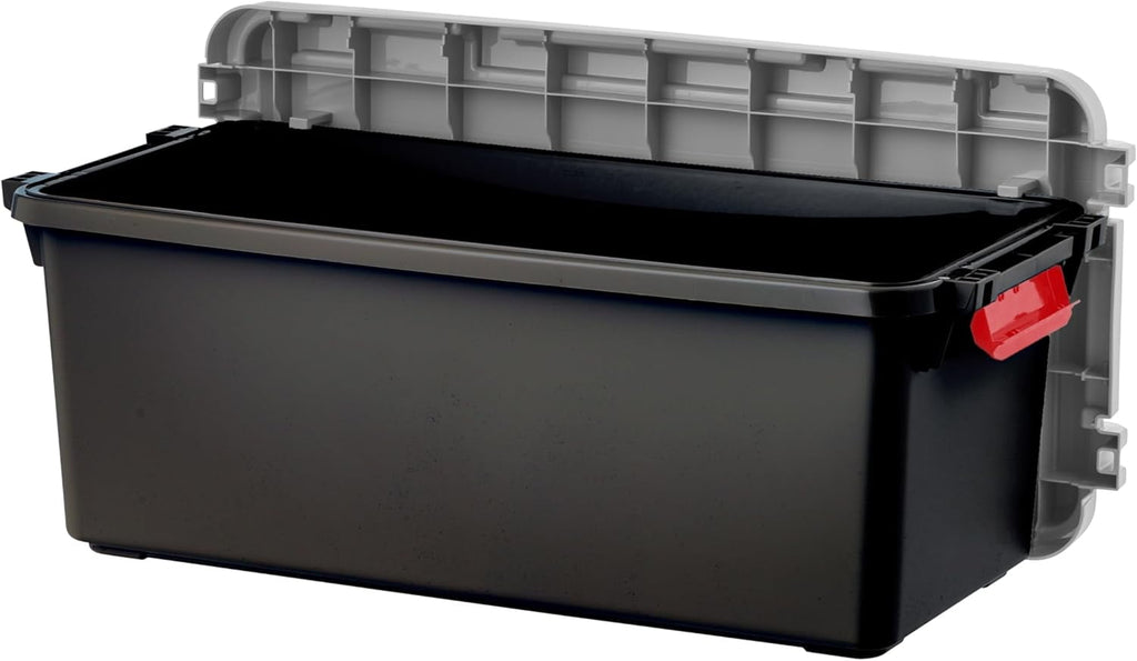 IRIS USA, 15-Gallon, Lockable Storage Trunk Box, Plastic, Black/Gray, 2Pk