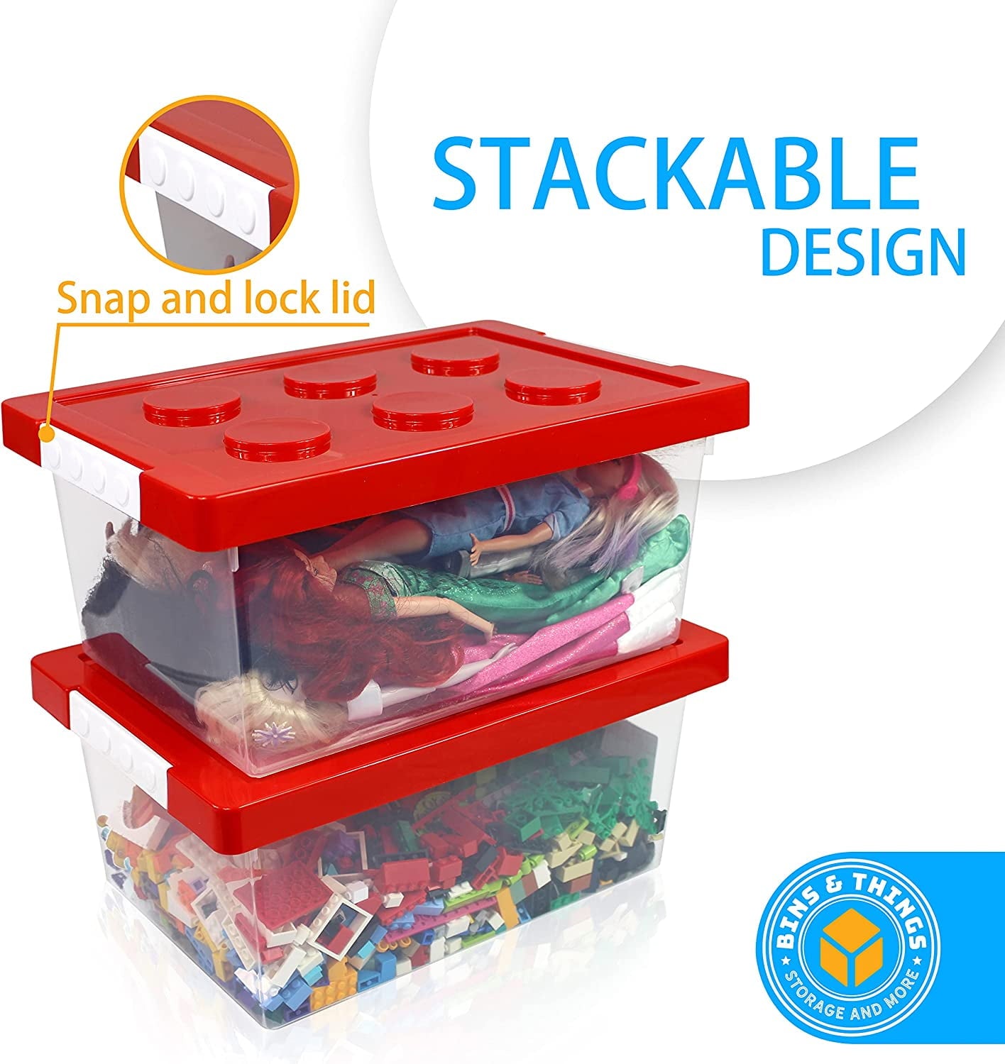 Jtj Sourcing | Blue Plastic Toy Organizers and Storage Toy Chest for Children - Set of 2