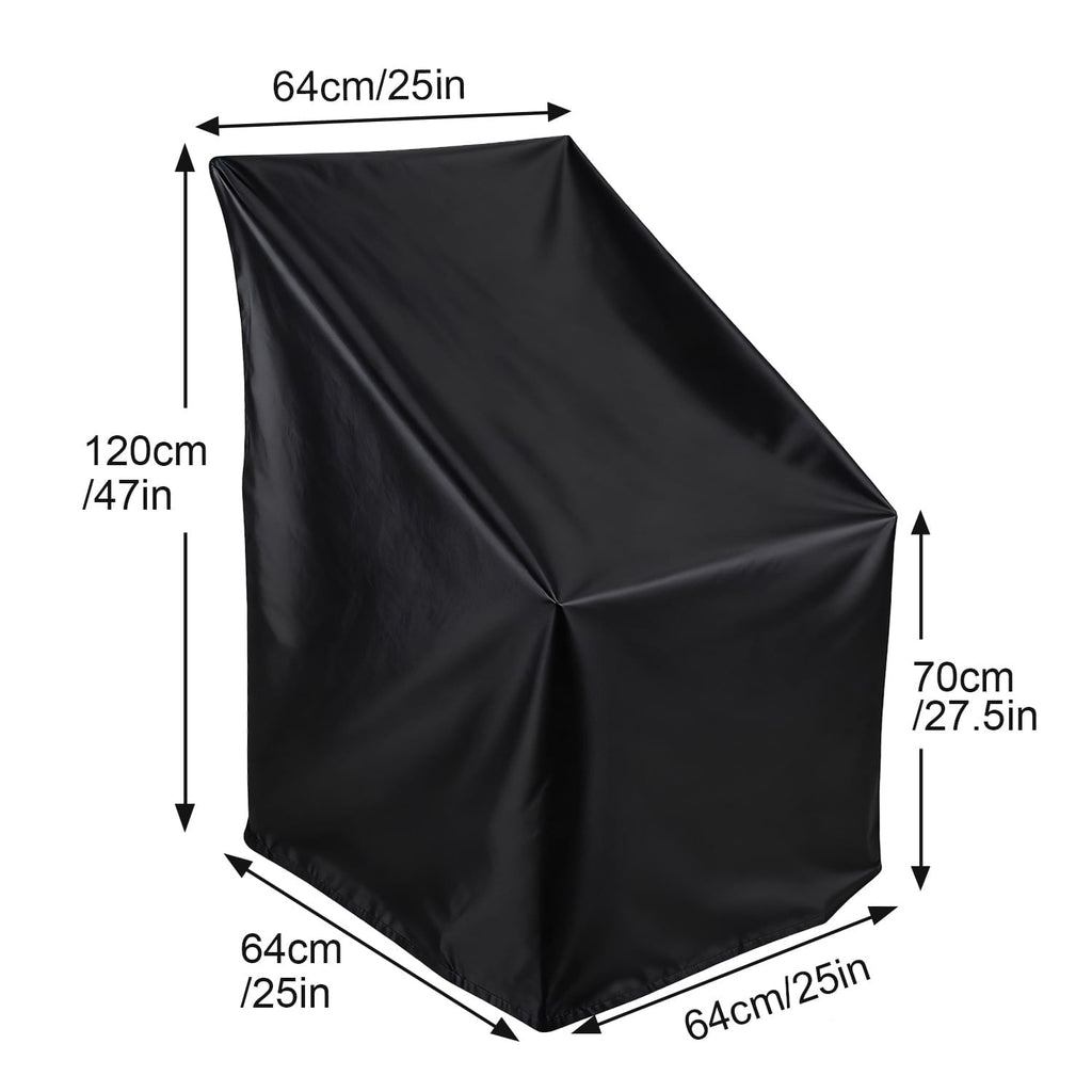 Vorfor Stacking Patio Chair Cover Waterproof Outdoor, Lounge Furniture Chair Covers Stack Chairs for All Weather Protection, Black, 25"L x 25"W x 47”H