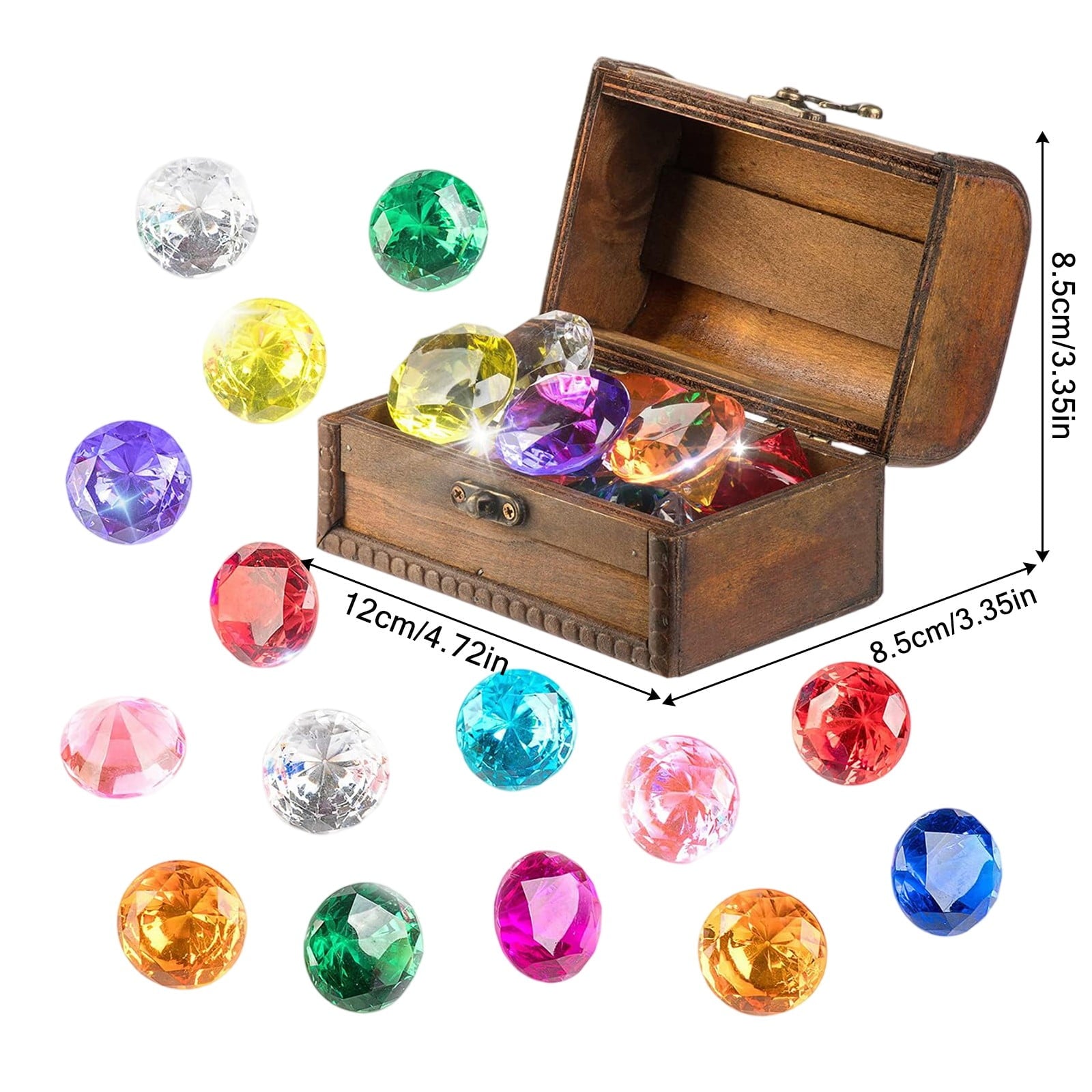 1 Set of 15 Pcs Acrylic Gemstones Kids Gemstone Toys with Pirate Treasure Chest Box