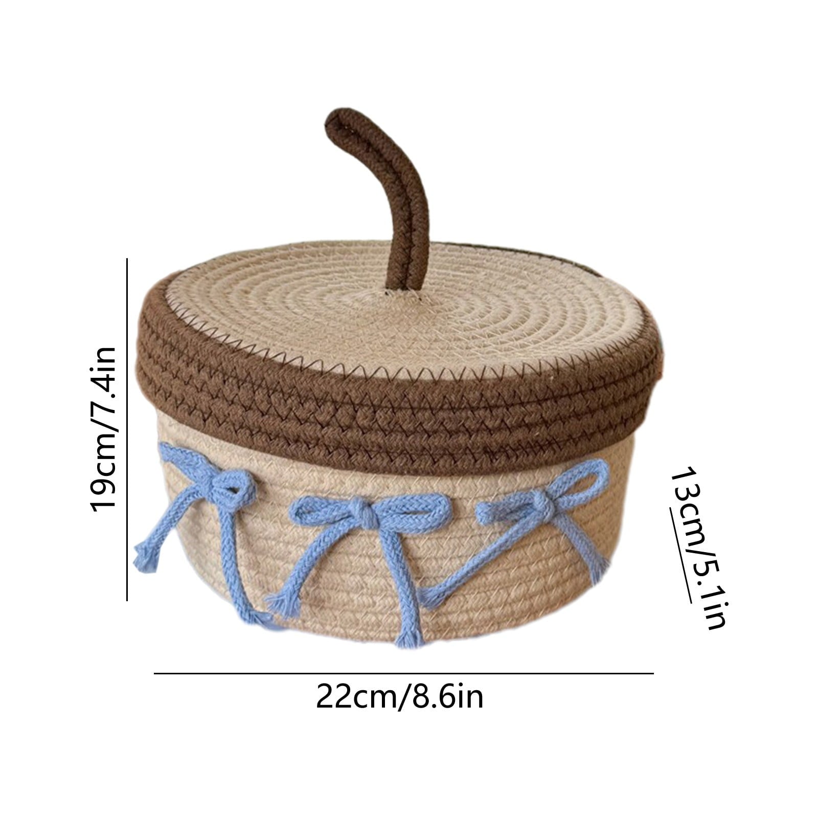 Cake Shaped Storage Basket with Lid, Cotton Rope Toy Organizer & Decorative Bin for Ki-ds Room, Small Items Storage, Khaki
