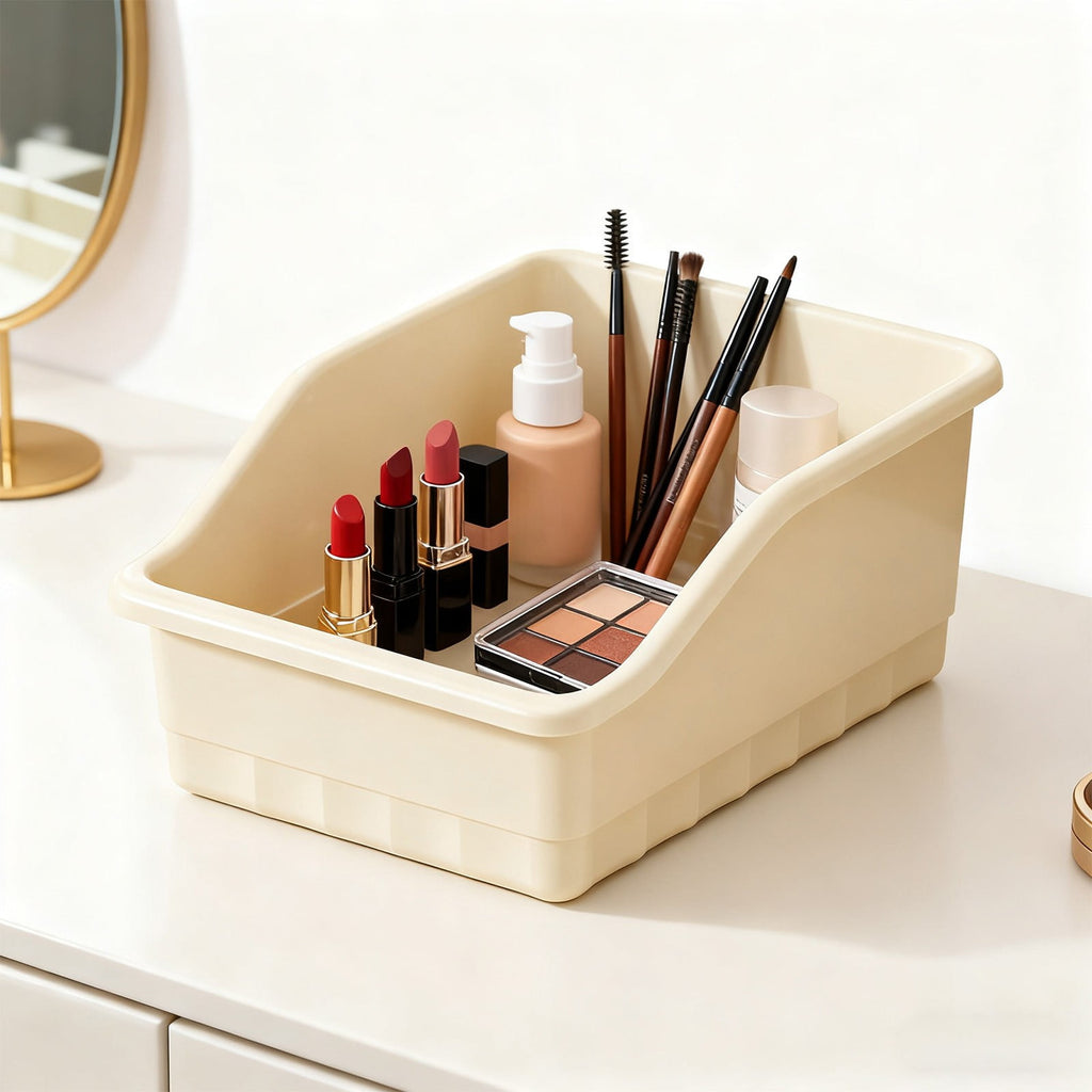 Large Capacity Plastic Storage Bin with Wheels - Multi-Purpose Home Organizer for Bathroom & Kitchen