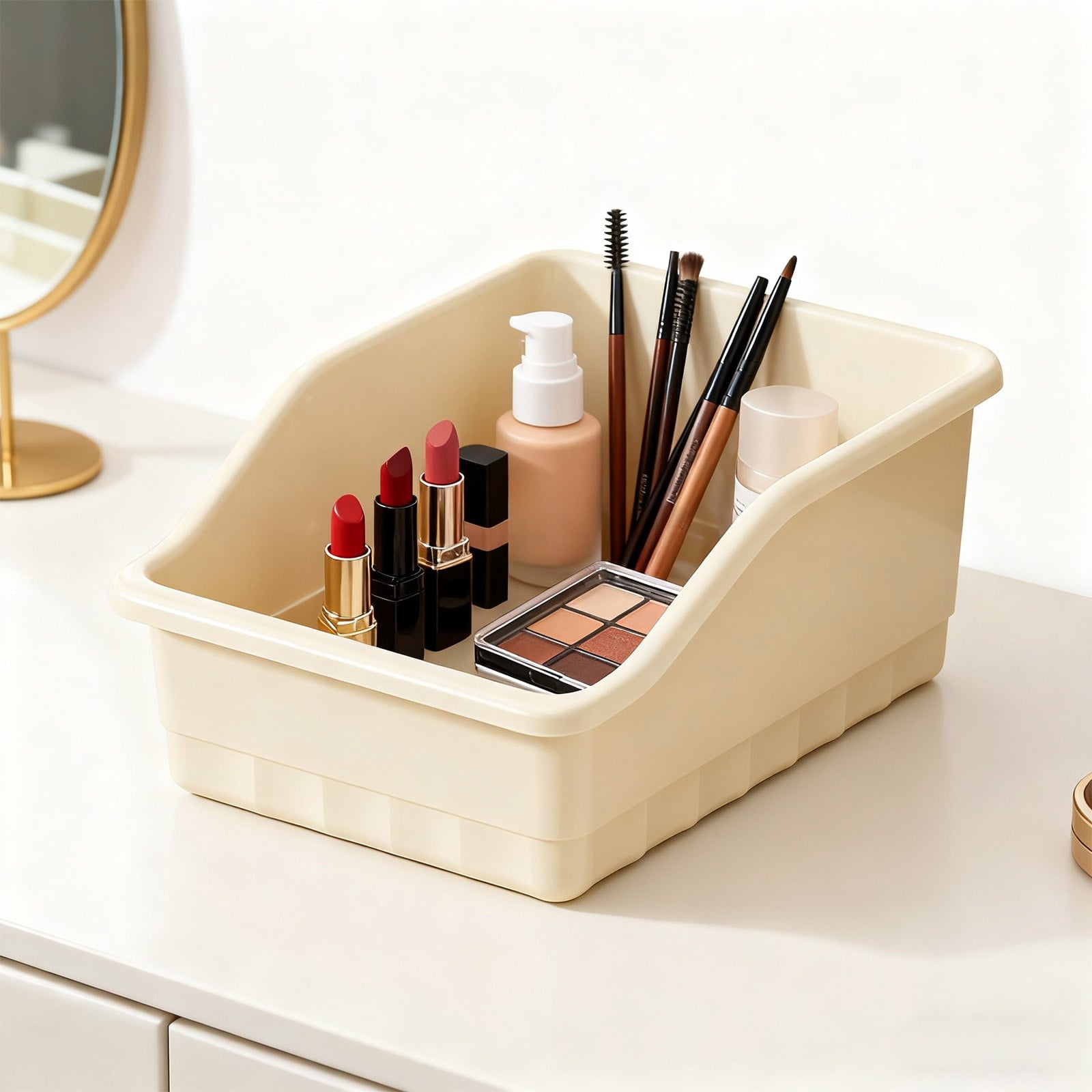 Large Capacity Plastic Storage Bin with Wheels - Multi-Purpose Home Organizer for Bathroom & Kitchen