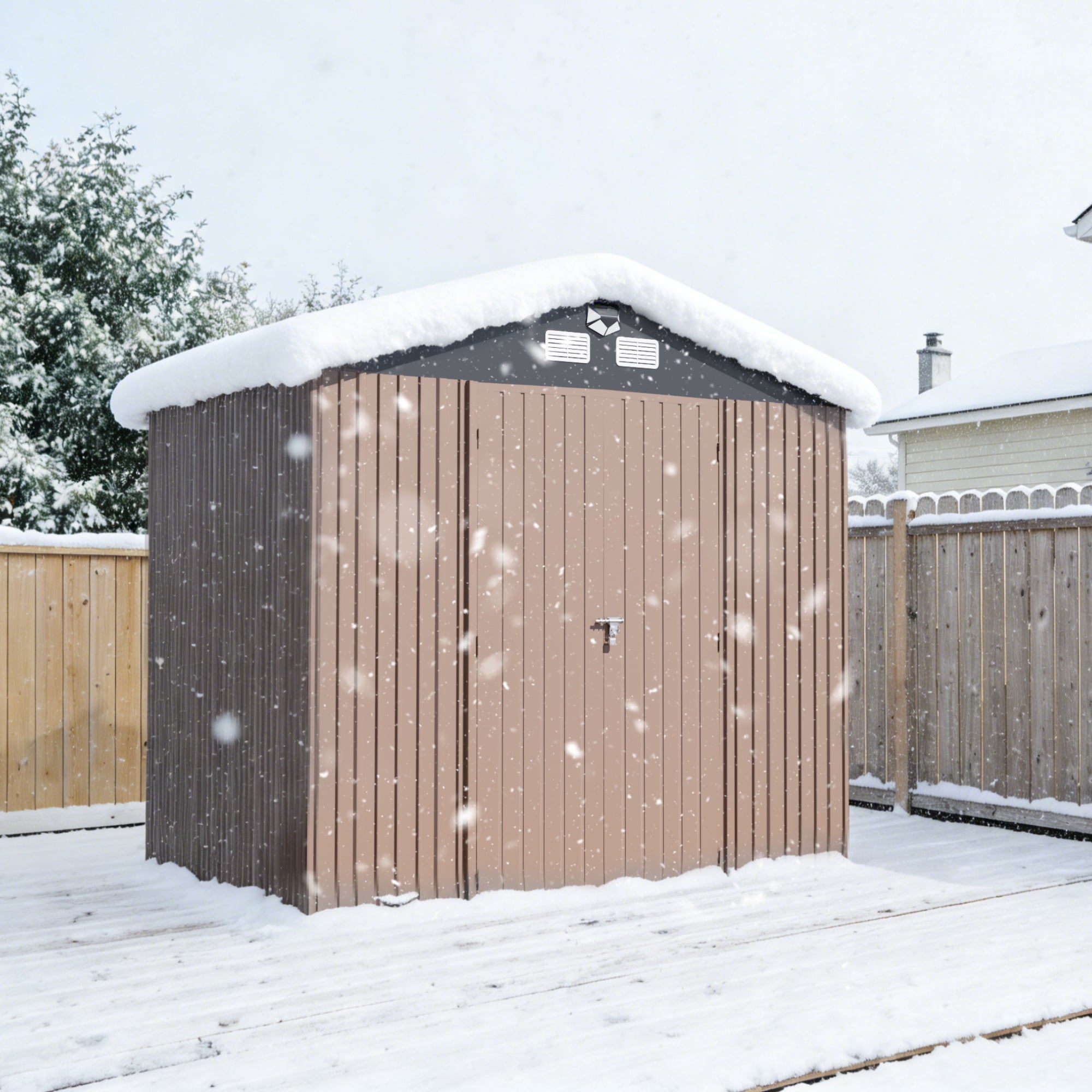 10 ft. W x 8 ft. D Outdoor Metal Tool Storage Shed with Led Light & Air Vents