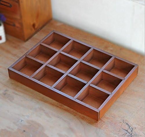 12-Grid Vintage Wooden Storage Divider Box Organizer