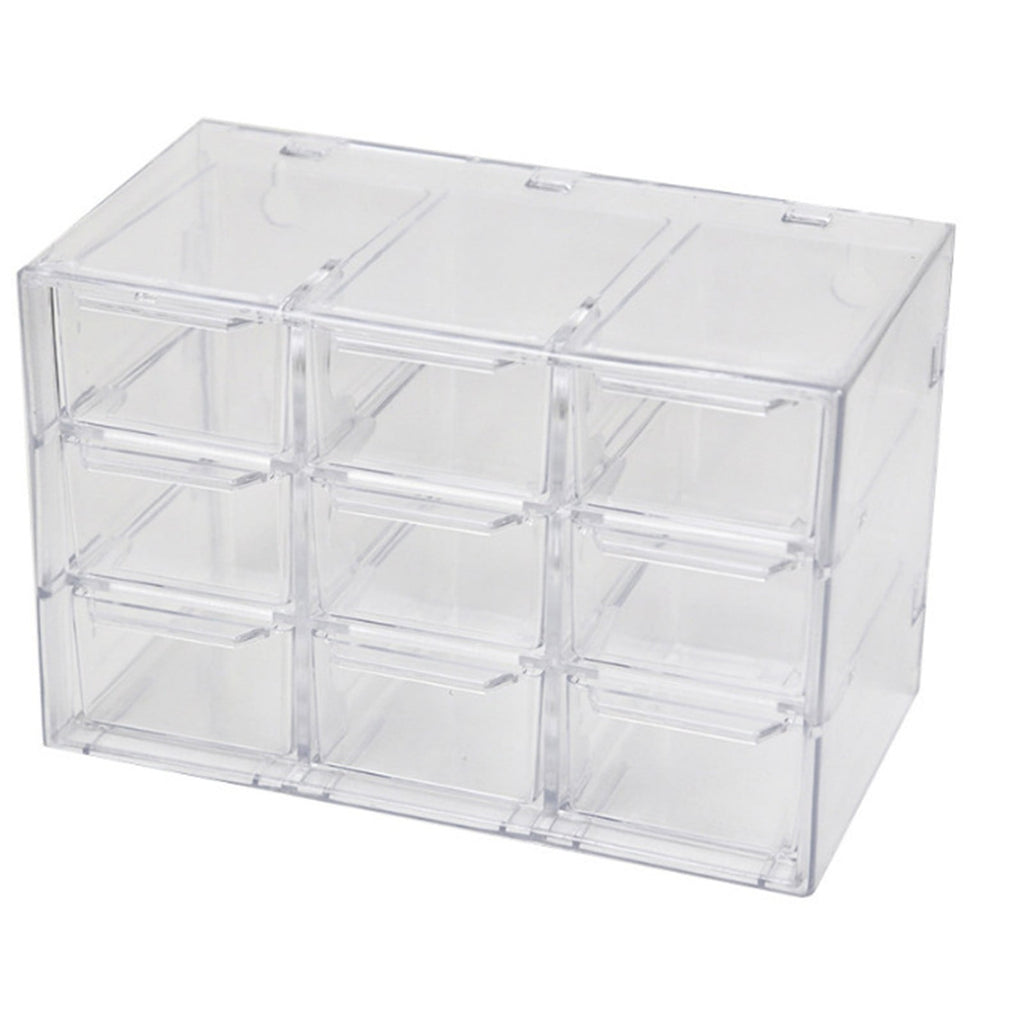 9-Drawer Desktop Storage Cabinet, Clear Plastic Craft & Jewelry Organizer Box for Beads, Stationery, and Small Parts, Stackable Mini Makeup Organizer