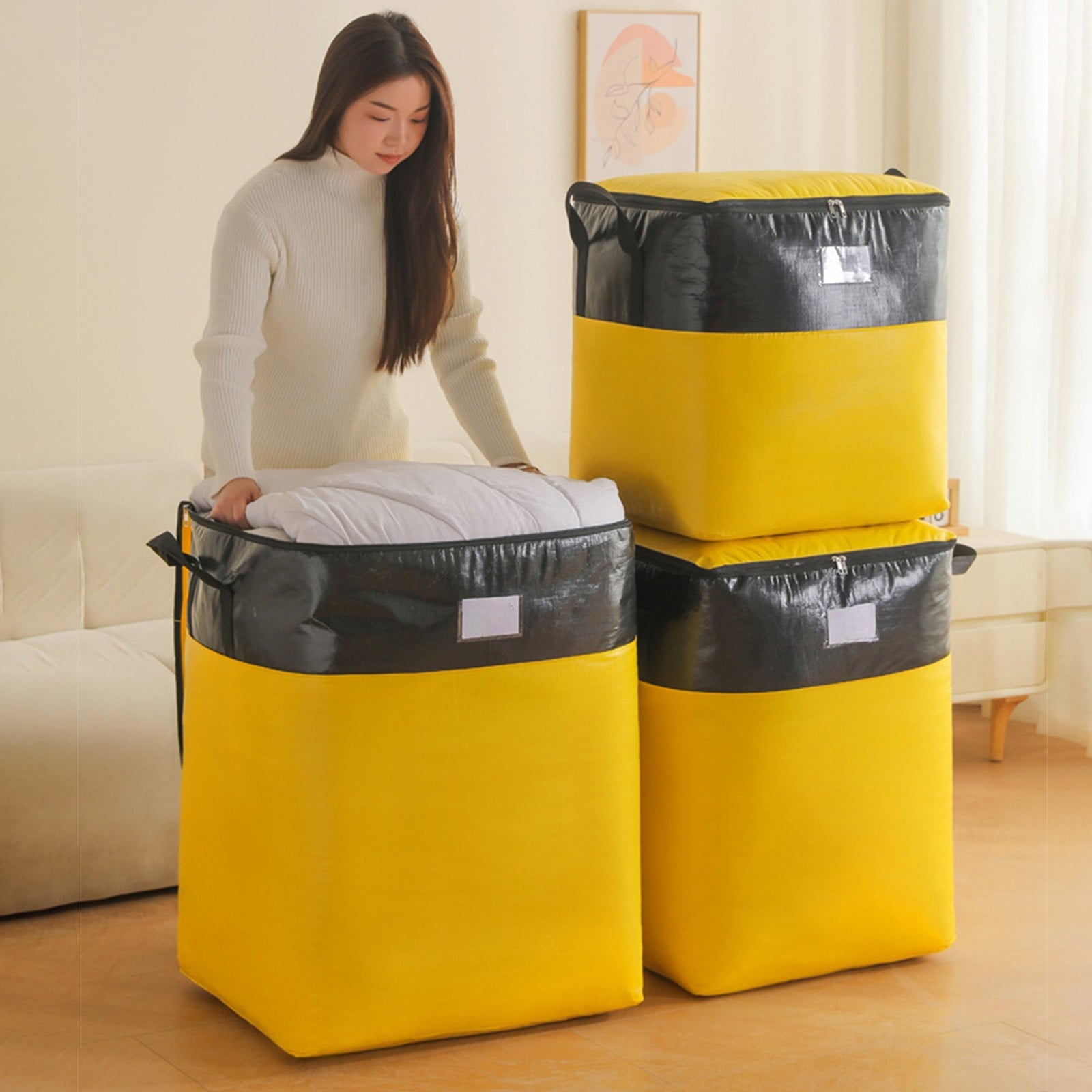 Extra Large Heavy Duty Storage Bag 180L, Waterproof Moving Tote with Zipper for Clothes, Bedding, Seasonal Storage, Reinforced Handles, Drag-Friendly Design
