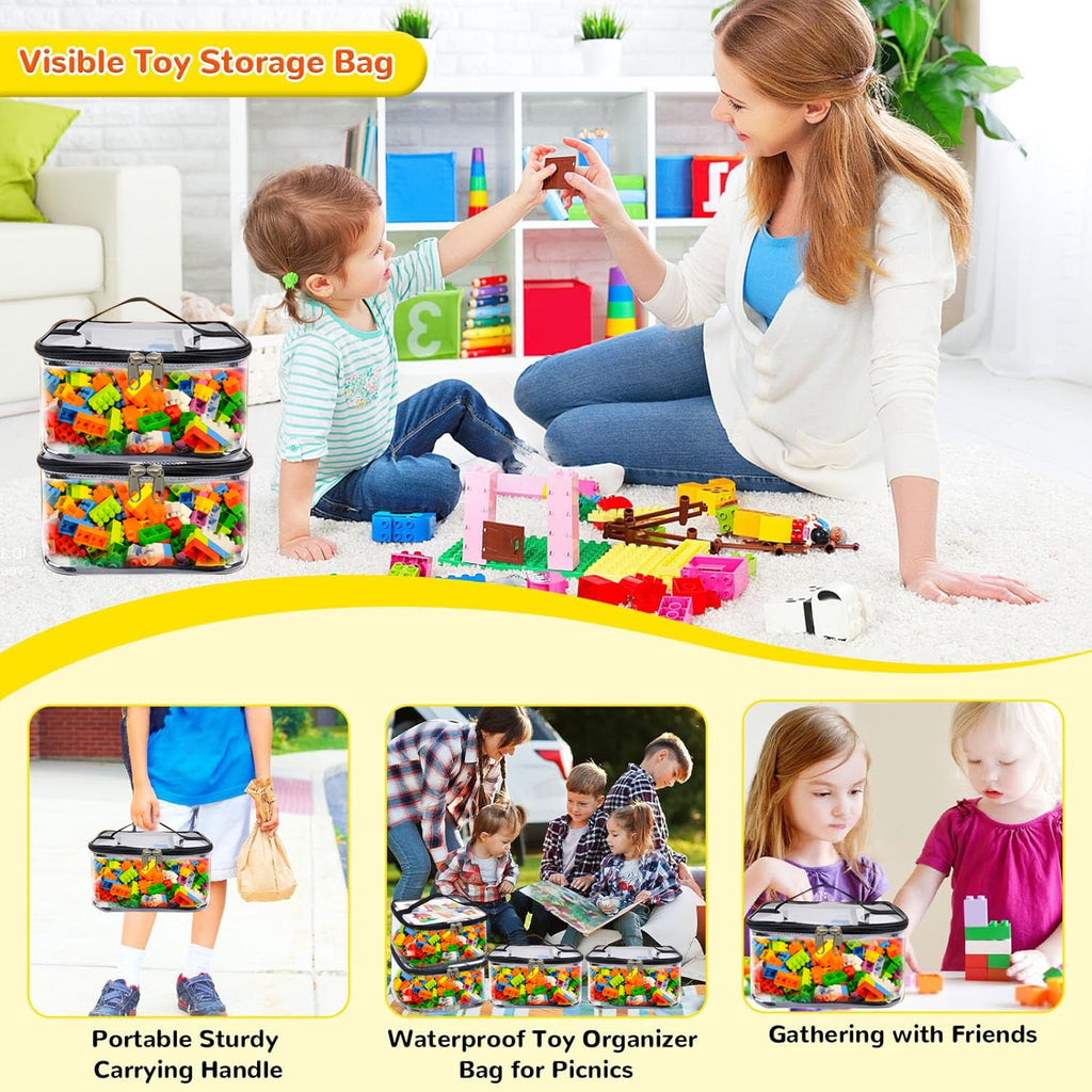 4PCS Black Storage Bags for Building Blocks Perfect for Toy Cleanup