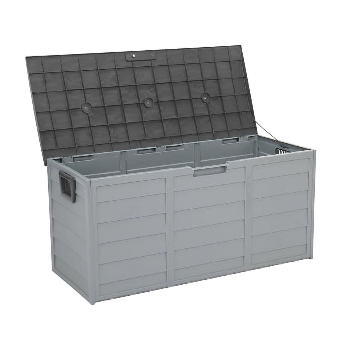 Deck Box 76 Gallon, Outdoor Storage Box Waterproof with Wheels for Patio Cushion & Pillows, Garden Supplies, Pet Stuff and Pool Accessories