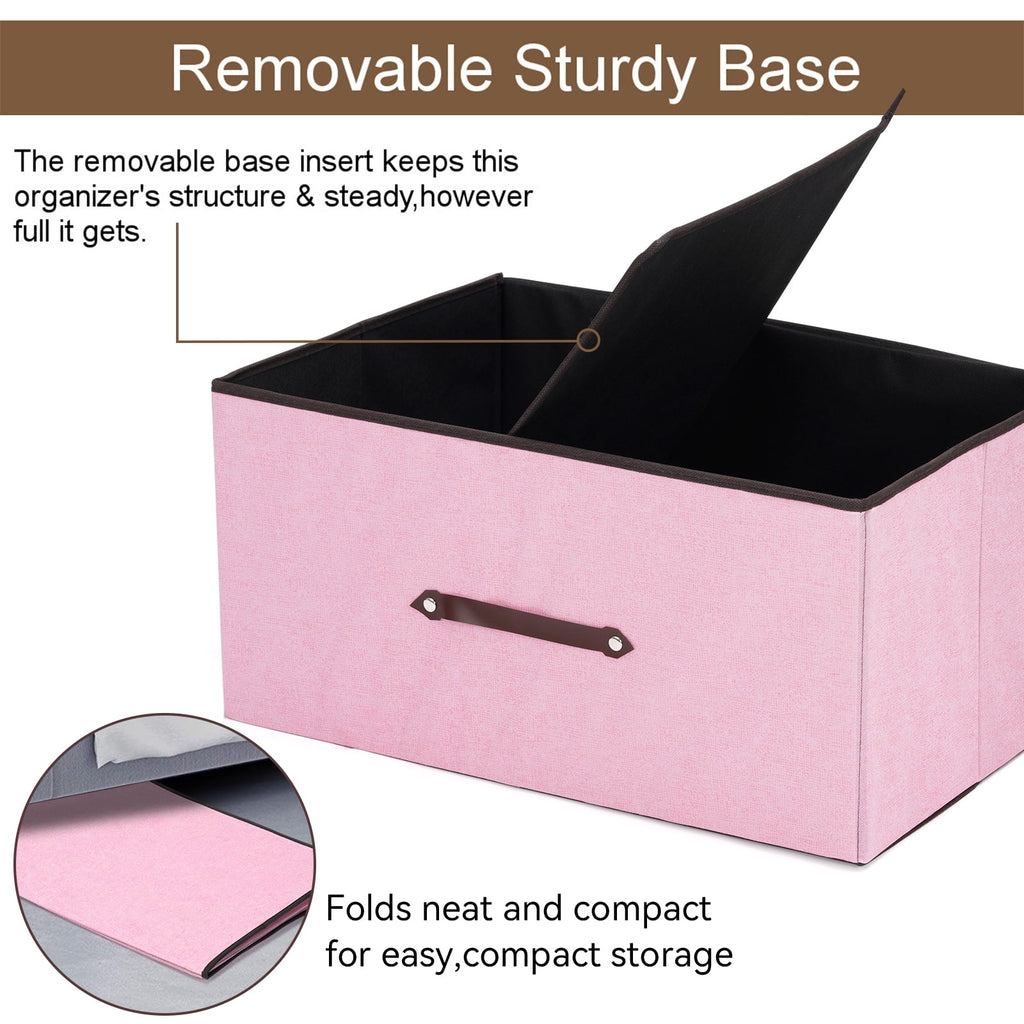 Honeier Toy Storage Collapsible Toy Box with Lid 24 x16 x12 inches Large Toy Chest Organizer for kids Clothes Storage Bin, Pink