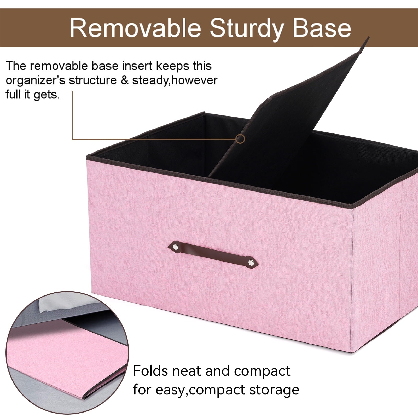 Honeier Toy Storage Collapsible Toy Box with Lid 24 x16 x12 inches Large Toy Chest Organizer for kids Clothes Storage Bin, Pink