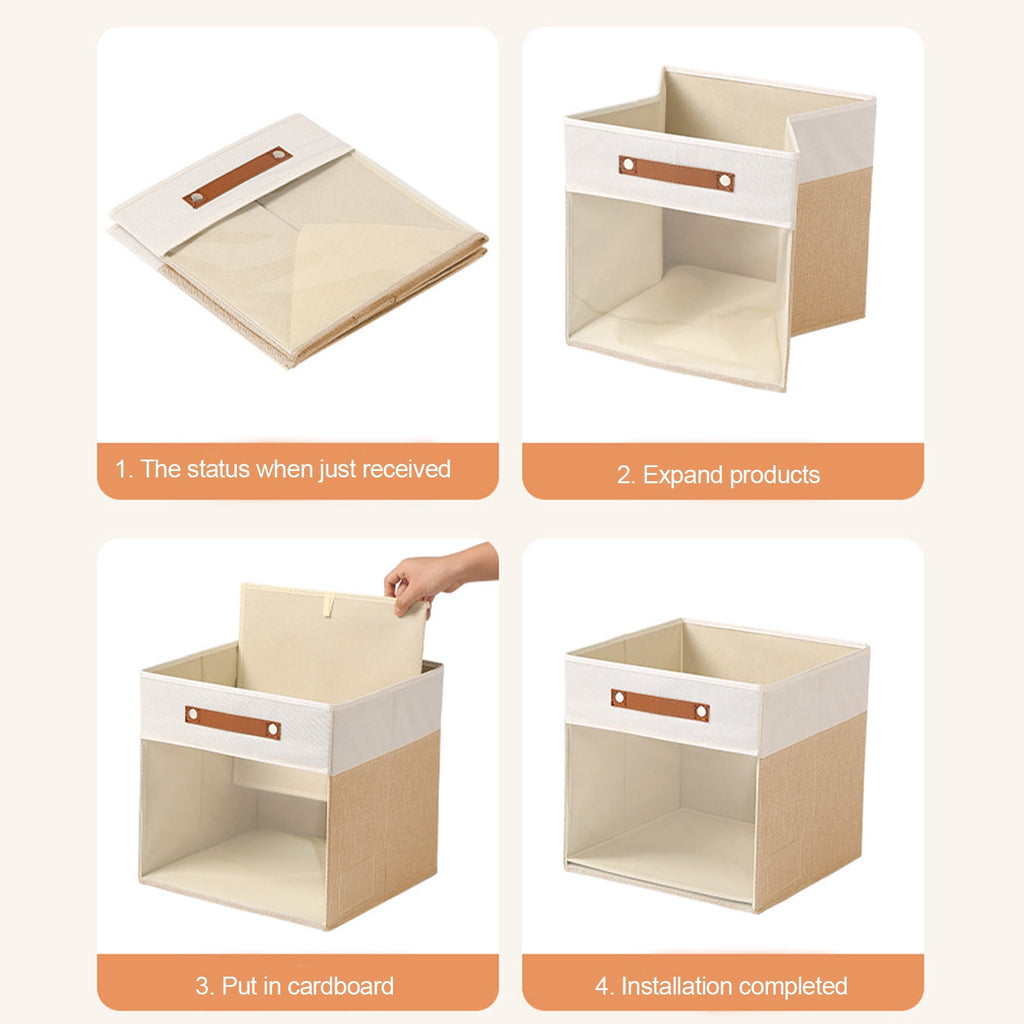 Collapsible Fabric Storage Bins 13 Inch, 2-Pack Heavy Duty Foldable Storage Cubes with Handles for Closet, Toy & Seasonal Organization, Beige