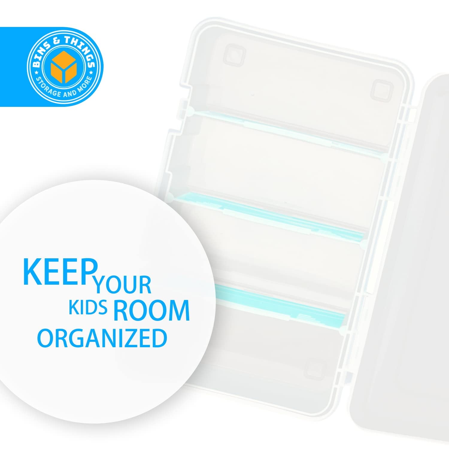 Bins & Things 4 Compartment Storage Container - 8x4x14(in) Blue - Craft/Bead/Art Supply Organizer