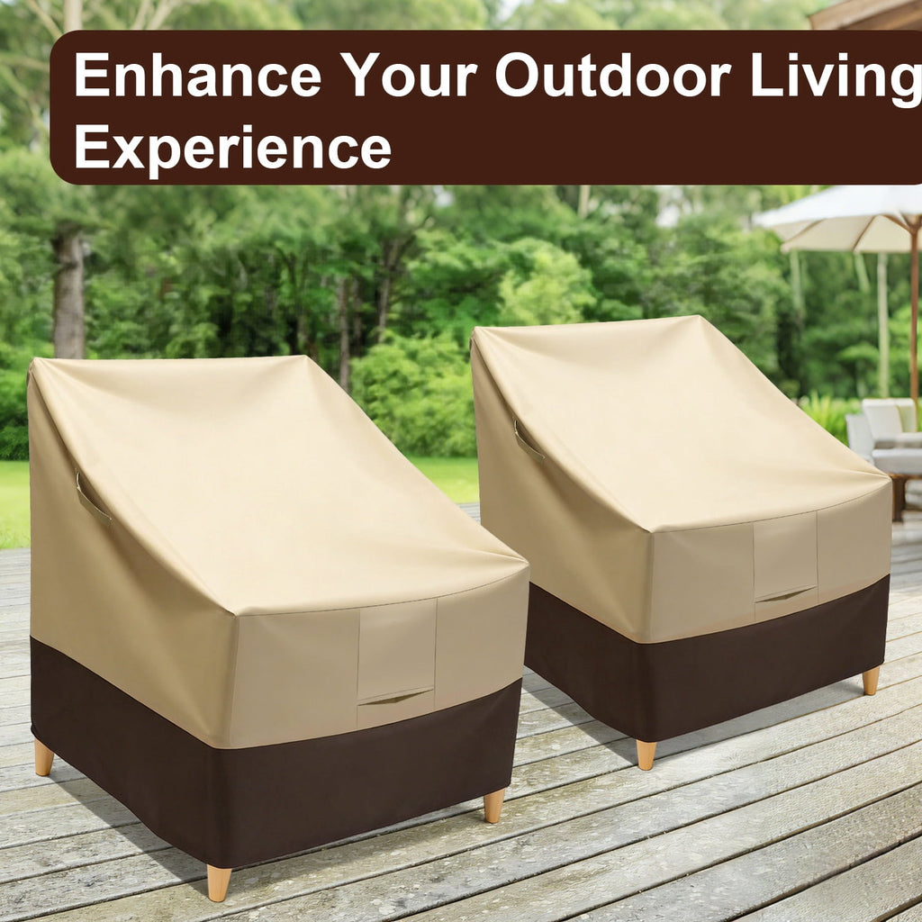 Vorfor 2Pcs Outdoor Furniture Cover, 420D Waterproof Dustproof UV-resistant Patio Adirondack Chair Cover for Rocking Chair, 32"L x 34"D x 36"H, Beige