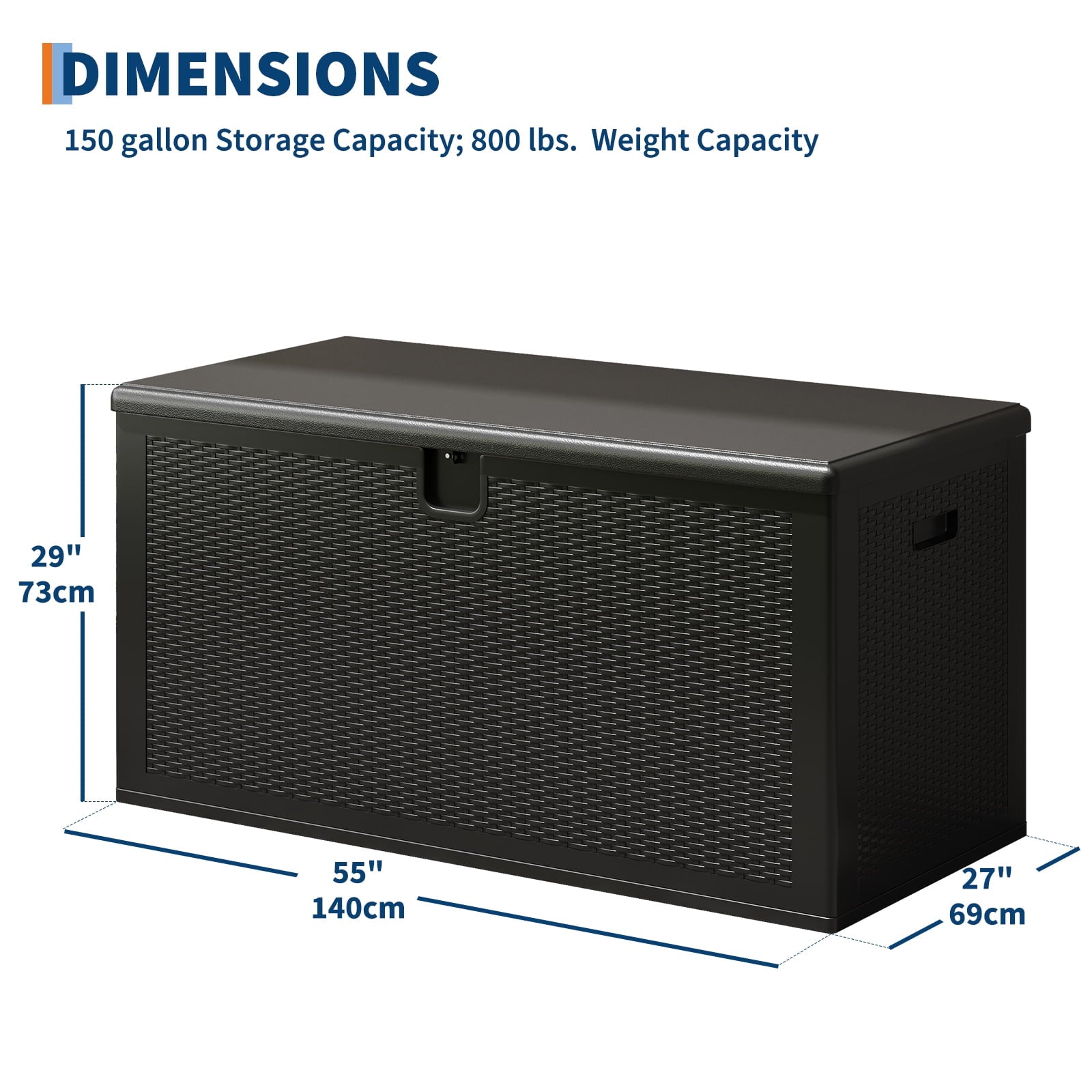 Ataujin 150 Gallon Outdoor Storage Box, Weather-Resistant Outdoor Storage Box with Lid, Large Resin Deck Box with Hydraulic Air Rod, Weatherproof & Lockable for Patio Cushions, Garden Tools
