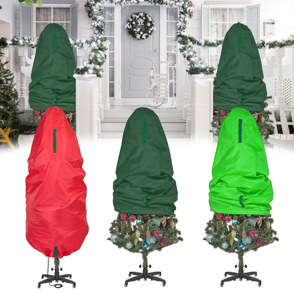 A Christmas Tree Storage Bag, Waterproof Stand-Up Cover With Zipper, Adjustable Straps, For Assembled Holiday Tree Protection, 18.1 X 10.2 X 2.8In 0.59Lb