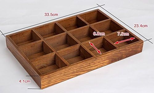 12-Grid Vintage Wooden Storage Divider Box Organizer