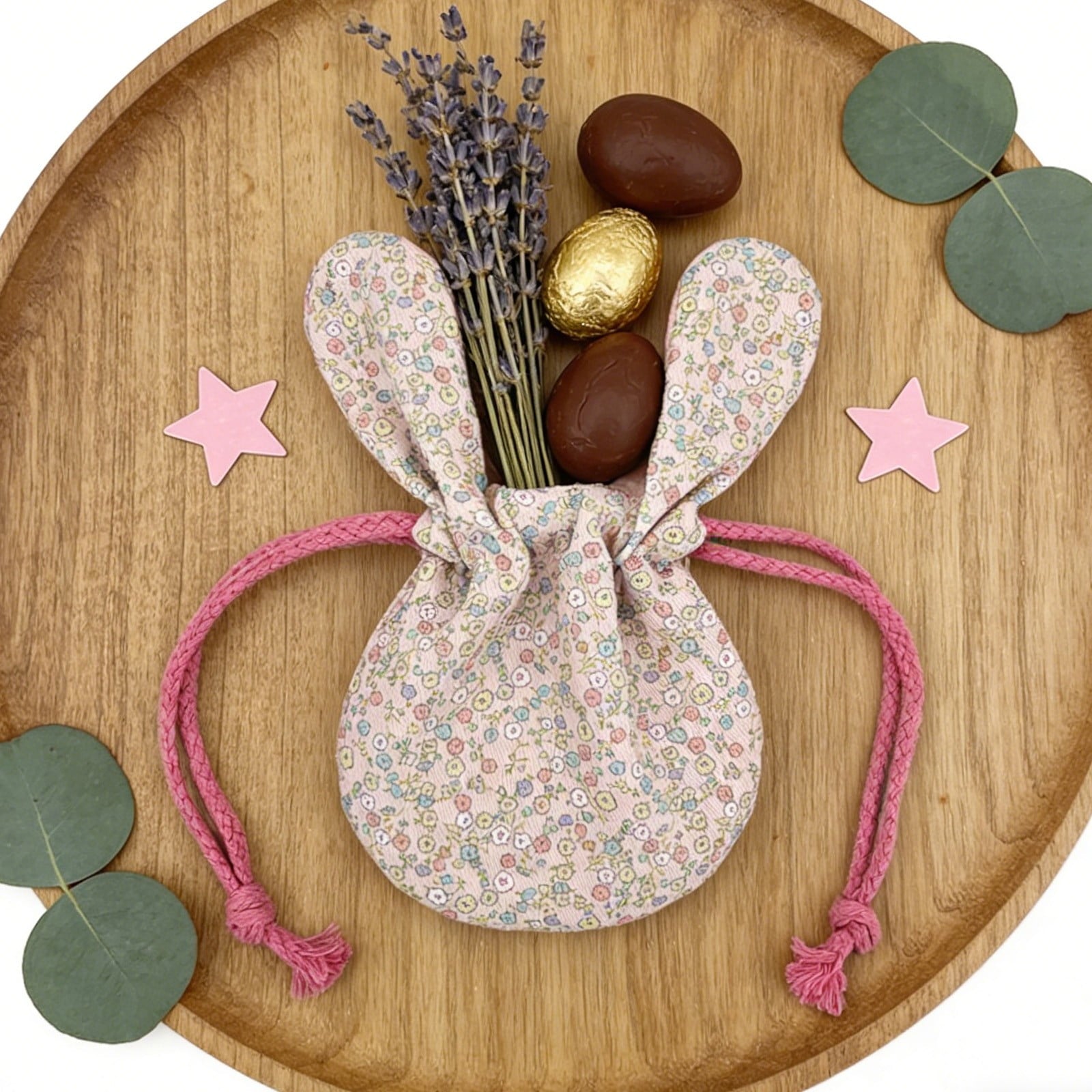Bunny Ear Drawstring Bag, Floral Small Gift Pouch for Easter Jewelry Storage, Portable Pastel Travel Organization for Women & Gi-rls