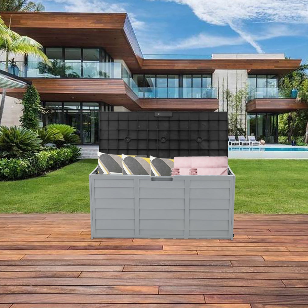 Storage Deck Box Chest Tools Cushions Toys Lockable Seat for Outdoor Garden, 75gal 260L
