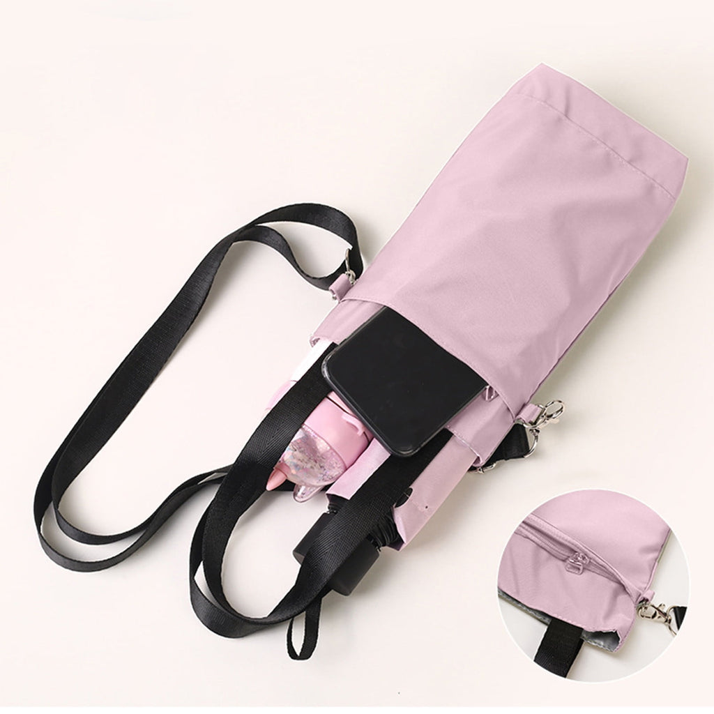Water Bottle Bag with Phone Pocket and Adjustable Shoulder Strap, Cup Holder Friendly Insulated Bottle Carrier for Travel, Hiking, Running, Outdoor Activities
