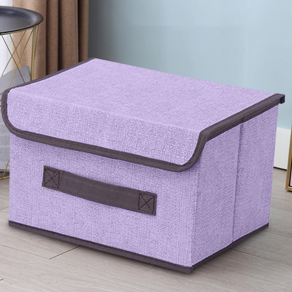 Purple Foldable Fabric Storage Box With Lid And Polyester Material For Clothing Organizer, Home Decluttering, Daily Use 14.17X9.84X9.06In 2Pc