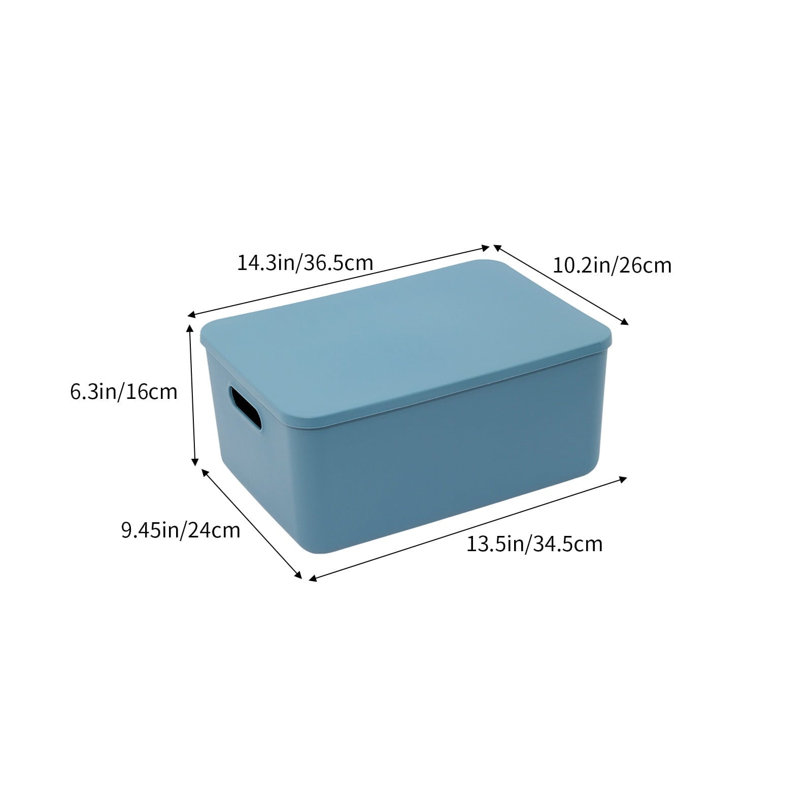 Blue L Thickened Plastic Folding Storage Box, Large Capacity Organizer With Transparent Lid For Quilts, Toys, Home Storage, 13.5X9.45X6.3In 1.26Lb