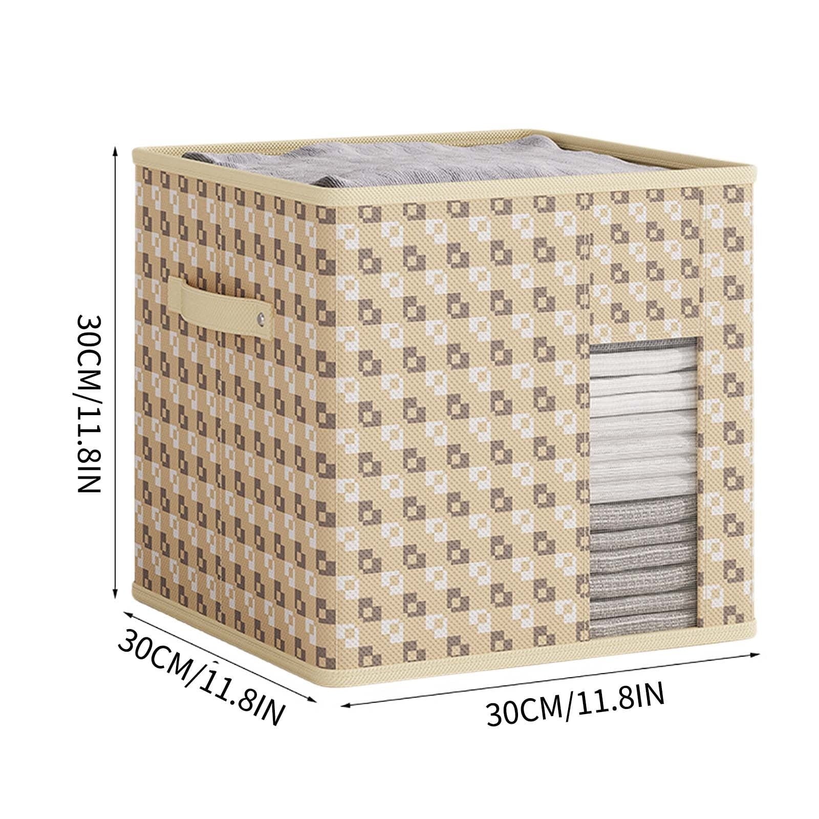 Beige Fabric Storage Box, Collapsible Organizer With Non-Woven Fabric And Cardboard Frame, 30X30X30Cm For Clothing, Toys, Books And Home Organization, 11.8X11.8X11.8In
