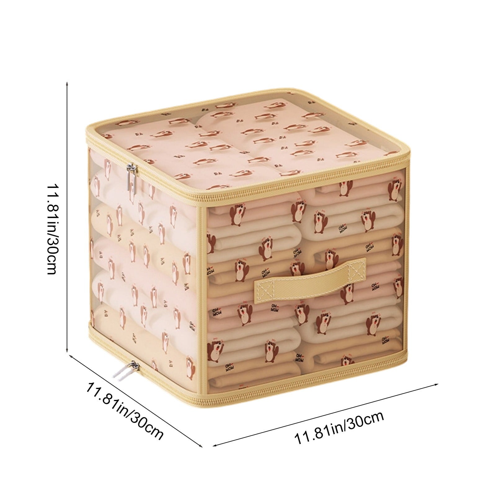 Lidded Fabric Storage Bin, Foldable Storage Cube with Lid 12 Inch for Closet Bedroom Organization - Animal Print Design Holds Sweaters Blankets Seasonal Clothes