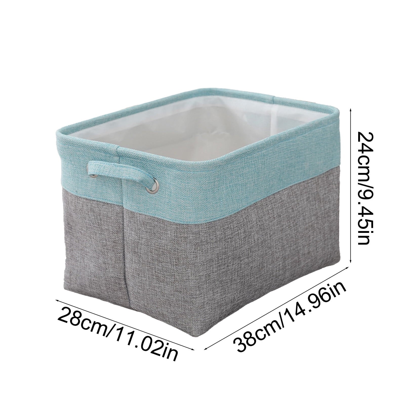 Large Collapsible Storage Basket, Fabric Storage Bin with Handles for Toys Clothes Home Organization, Foldable Rectangular Bin, Green