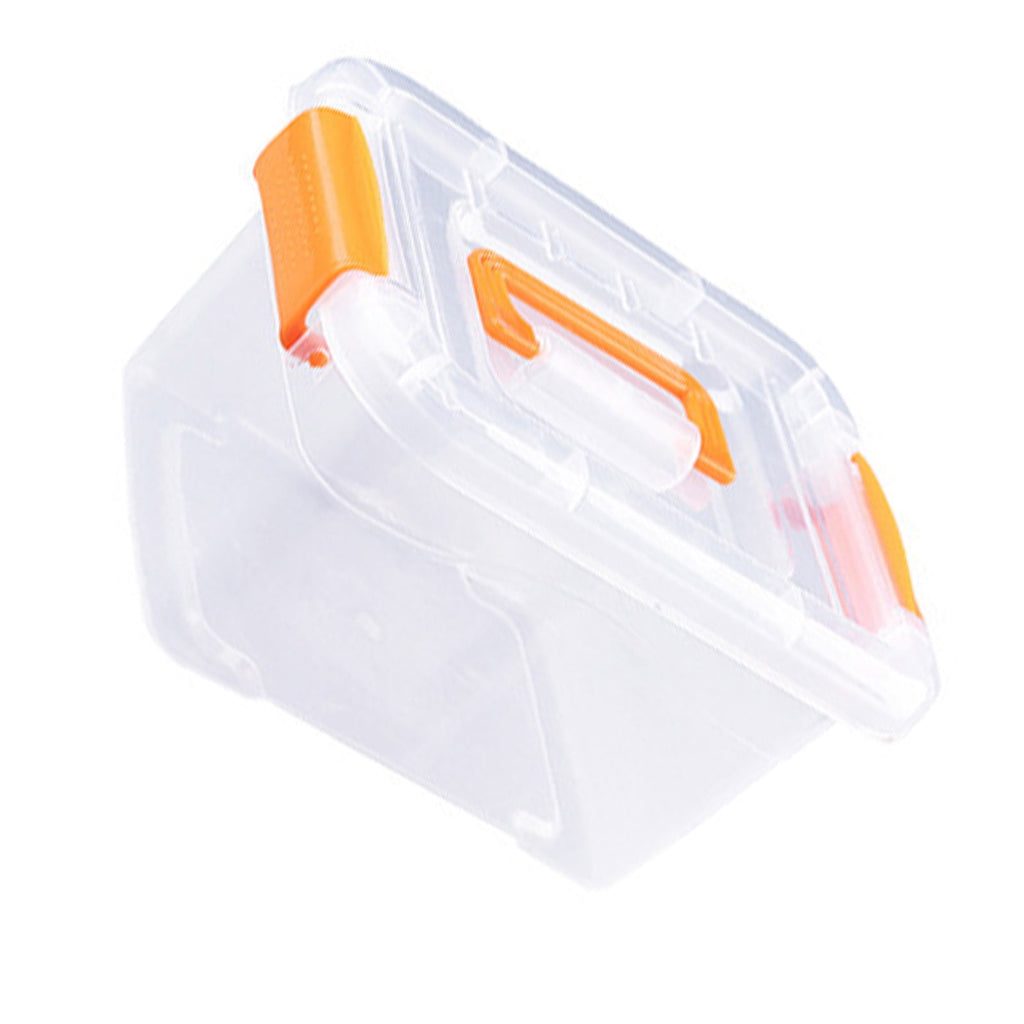 Kitchenware Transparent Storage Box, Large Capacity Stackable Plastic Storage Bin for Toys Orange L