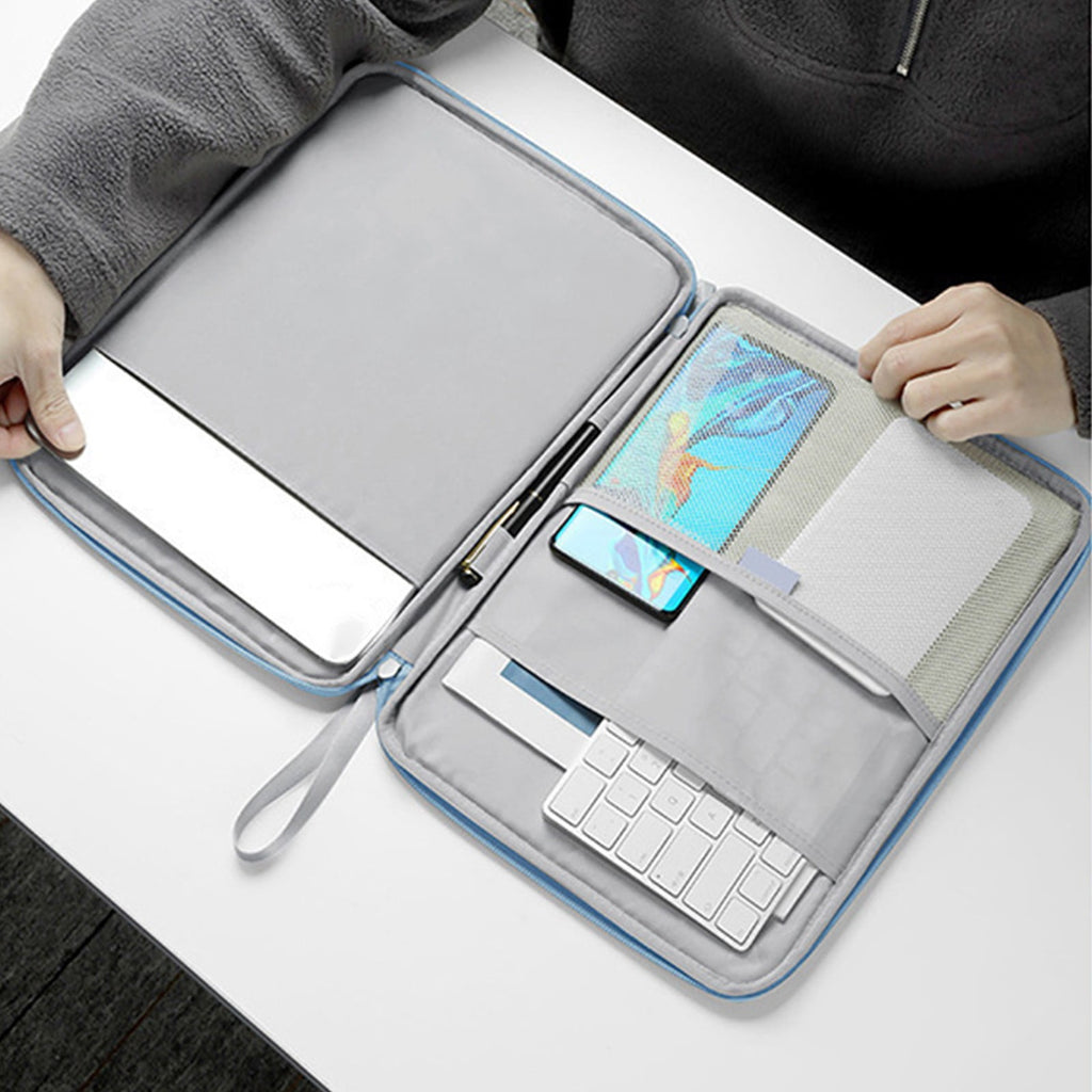 Water Resistant Laptop Sleeve Organizer for 12.9 Inch Tablets & 13 Inch Laptops, Multi Pocket Carrying Case with Shoulder Strap & Built-in Mouse Pad