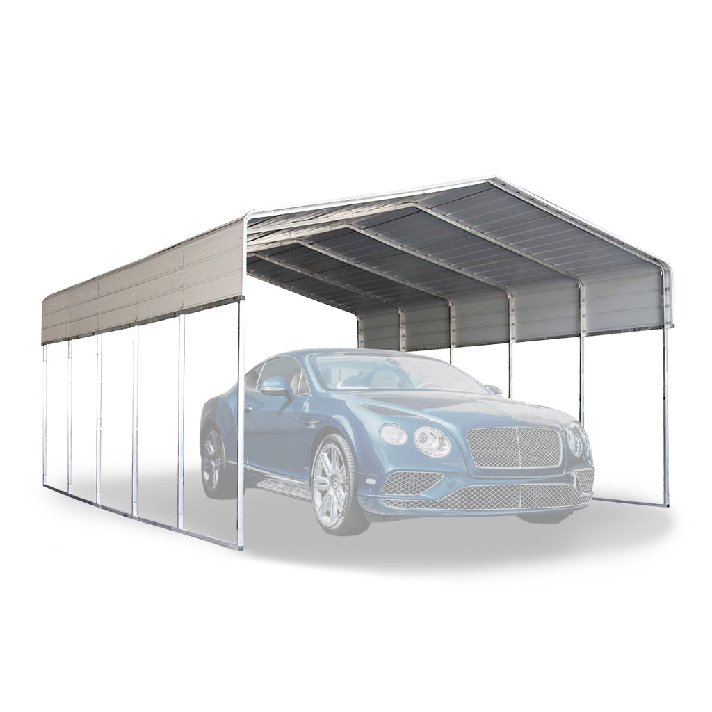 ALEKO Galvanized Steel Carport Canopy Shelter 12W x 30L x 10H ft Grey Color