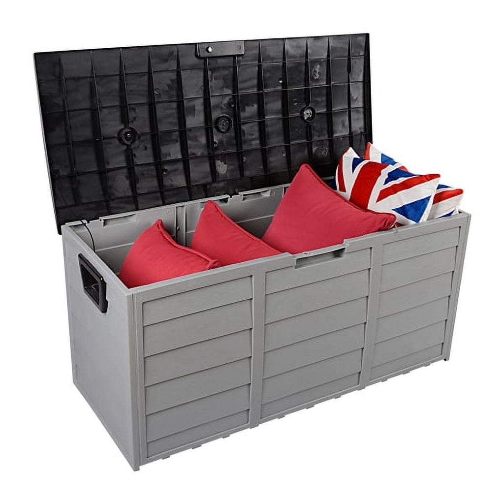 75Gallon Outdoor Garden Storage Deck Box Chest Tools Cushions Toys Lockable Seat