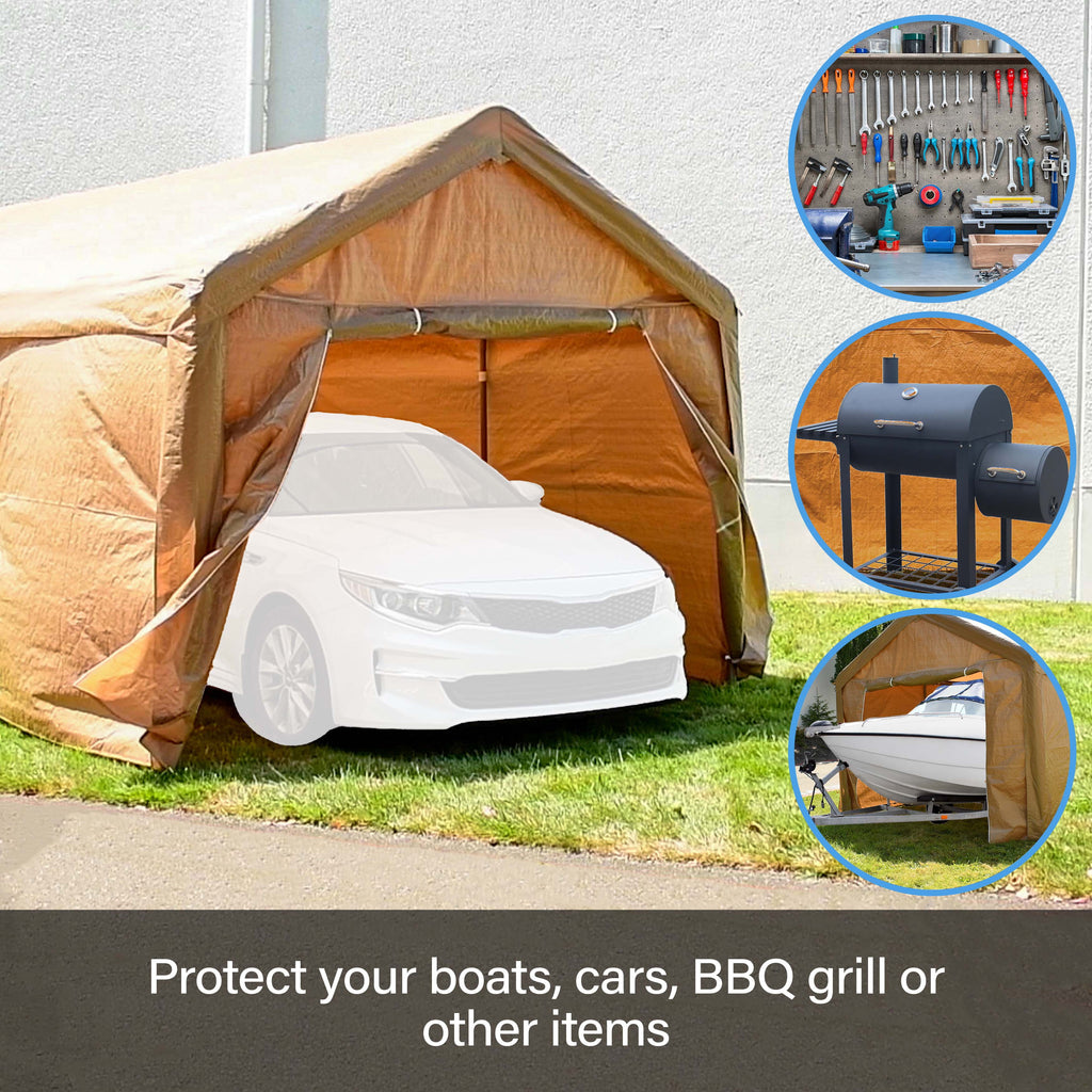 ALEKO Heavy Duty Outdoor Powder Coated Steel with Weatherproof Fabric Canopy Carport Tent, 10x20 feet,  Gray