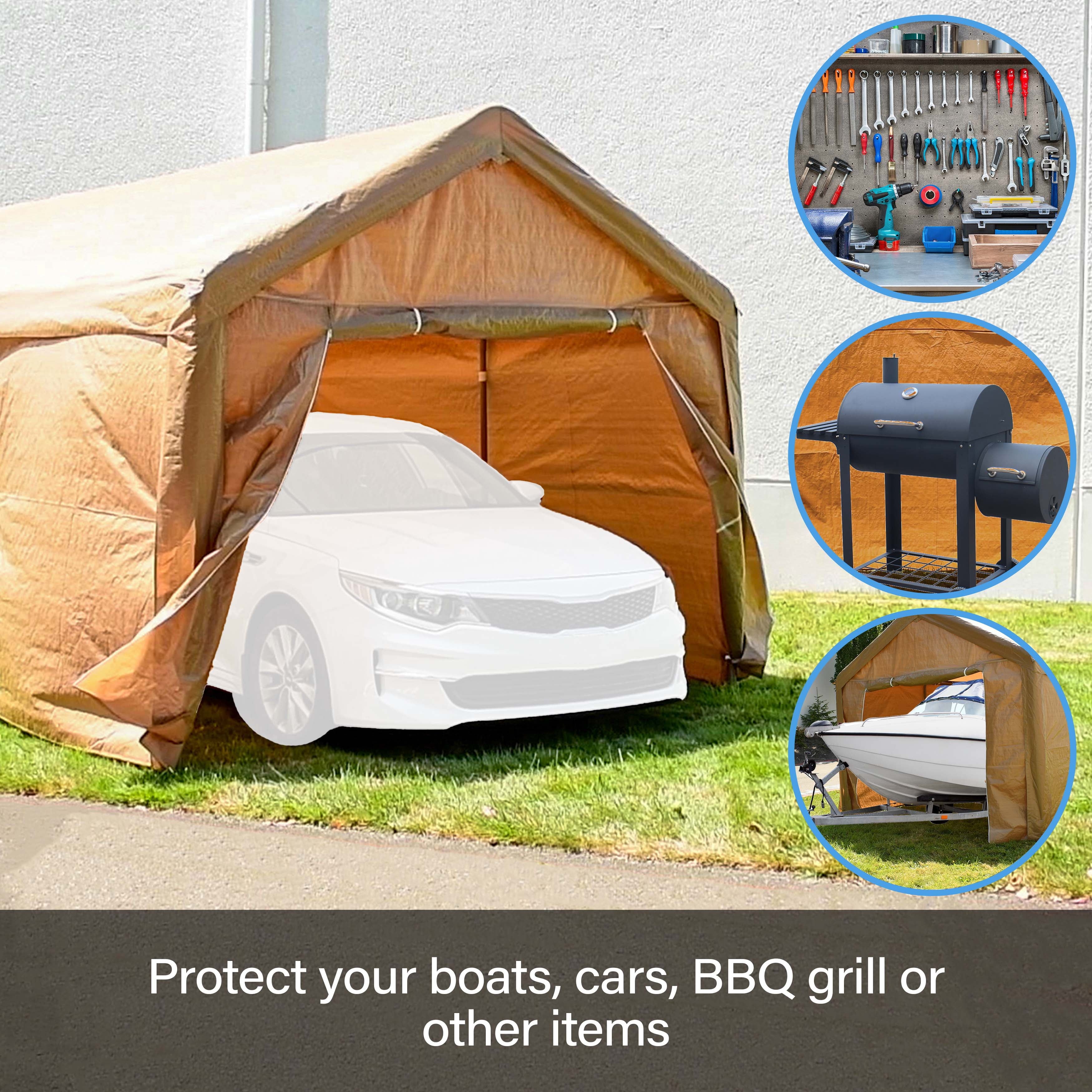 ALEKO Heavy Duty Outdoor Powder Coated Steel with Weatherproof Fabric Canopy Carport Tent, 10x20 feet,  Gray