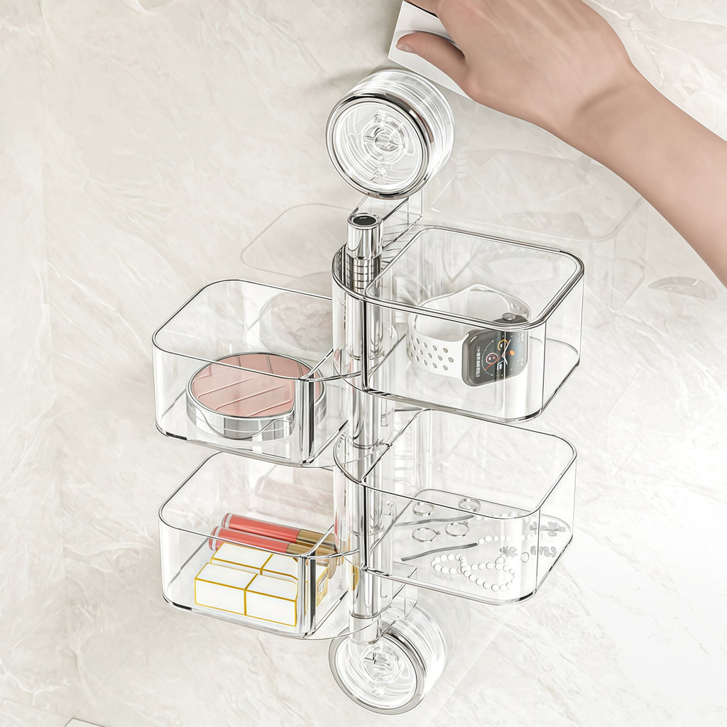 Rotating Suction Cup Jewelry Organizer Storage Box Durable Design Portable