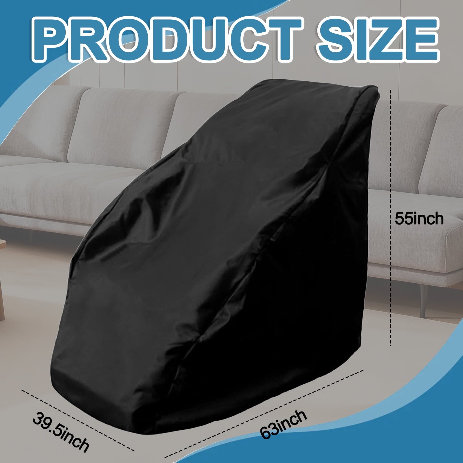 Massage Chair Cover, 63"x 39.5"x 55", Massage Recliner Chair Heavy Duty Dustproof Cover, Full Body Zero Gravity Chair Covers with Storage Bag