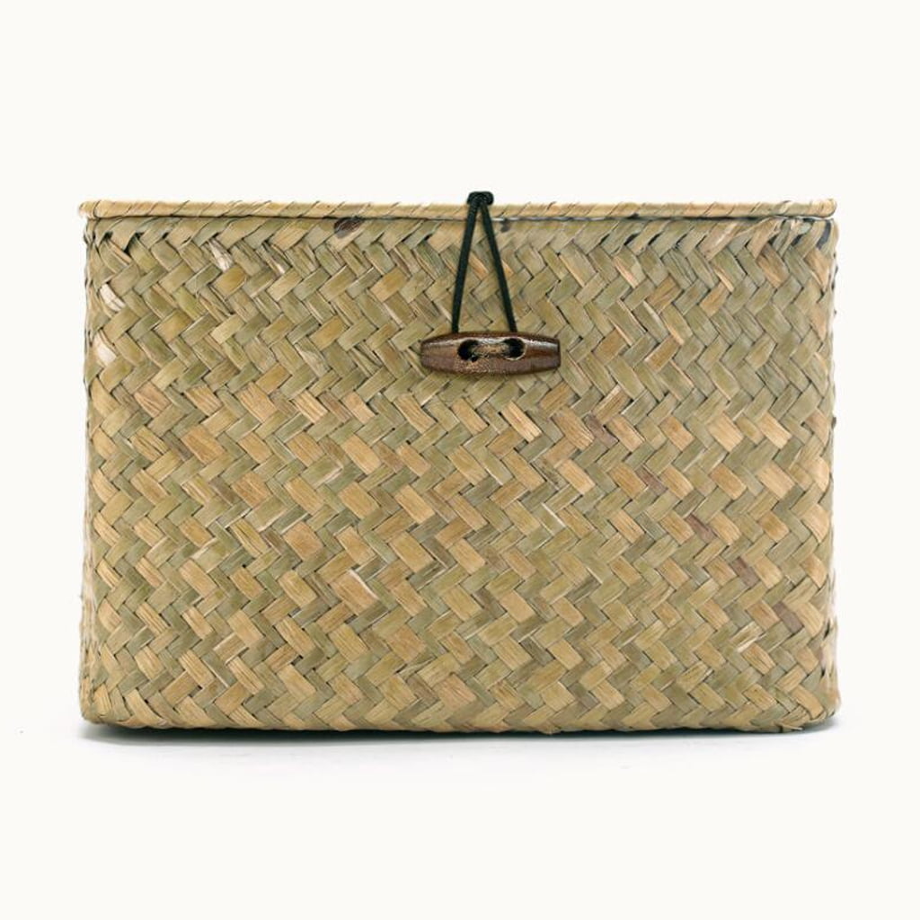 4pcs Seaweed Woven Storage Basket Bathroom Kithen Desktop Organizer Box