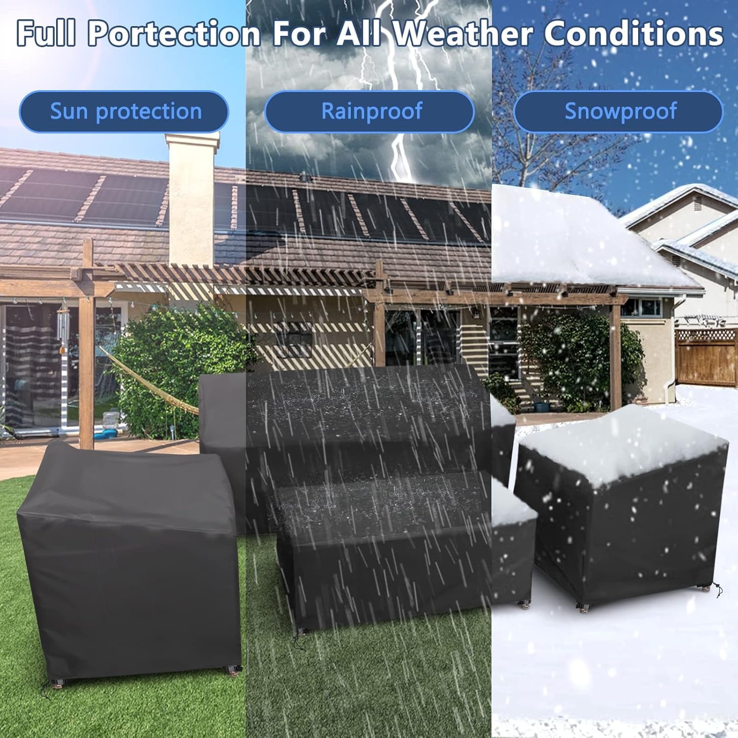 Jinyi Patio Furniture Covers, 4 Piece Outdoor Furniture Covers Waterproof, Heavy Duty Tear-Resistant Patio Chair Covers with Windproof Buckle Strap and Adjustable Drawstring