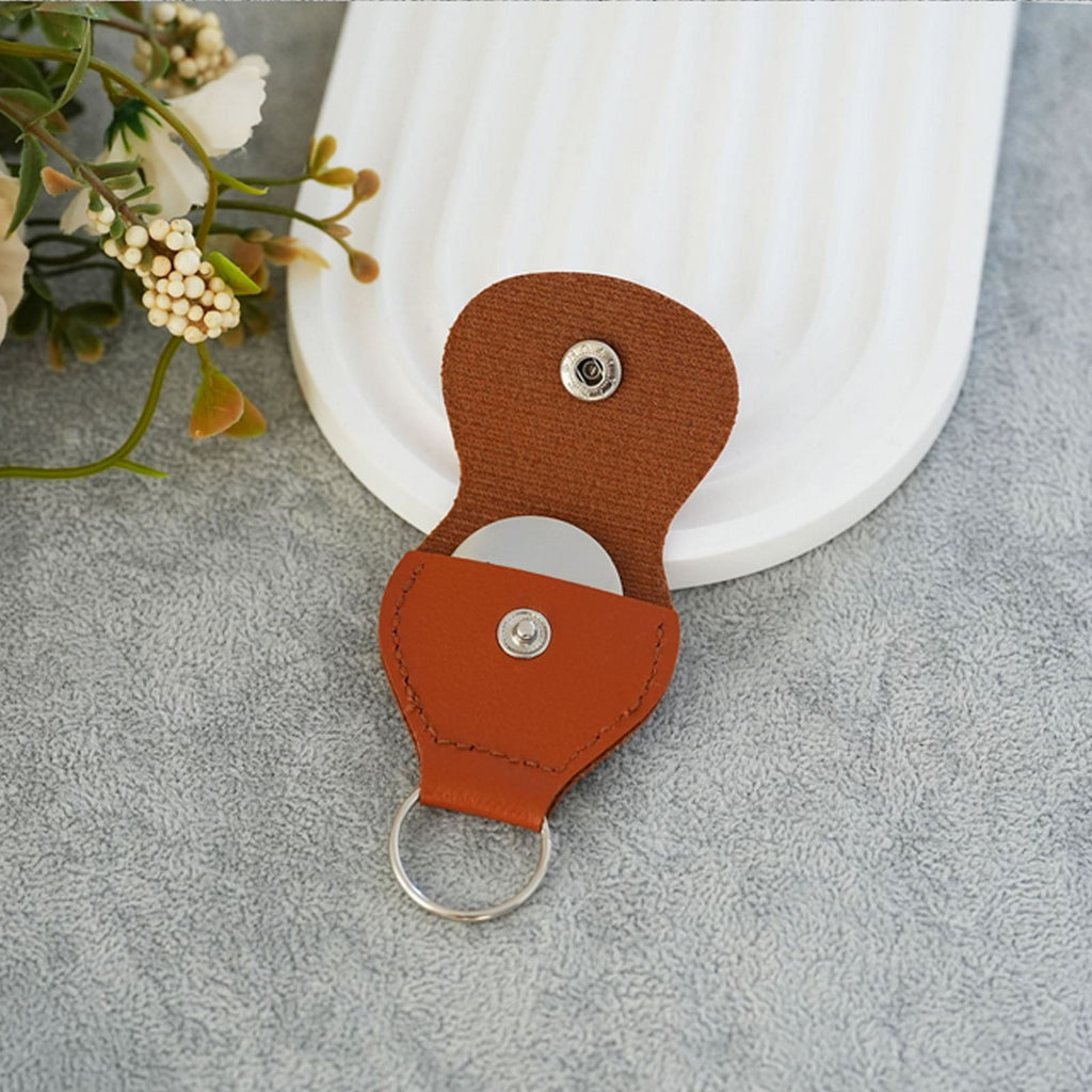 PU Leather Guitar Pick Holder Keychain, Compact Dual-Use Pick & Coin Pouch with Key Ring, Brown - Gift for Guitar Players