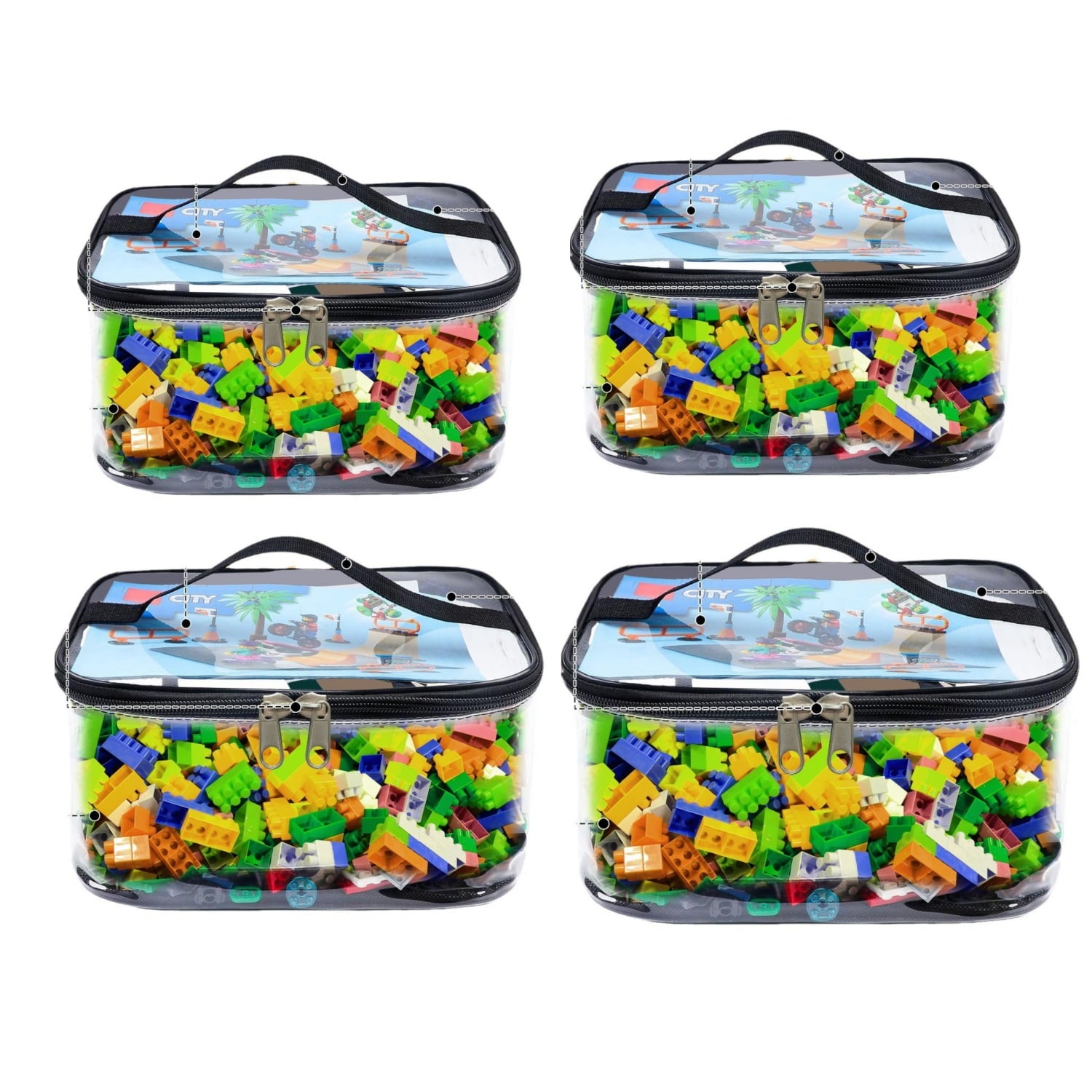 4PCS Black Storage Bags for Building Blocks Perfect for Toy Cleanup