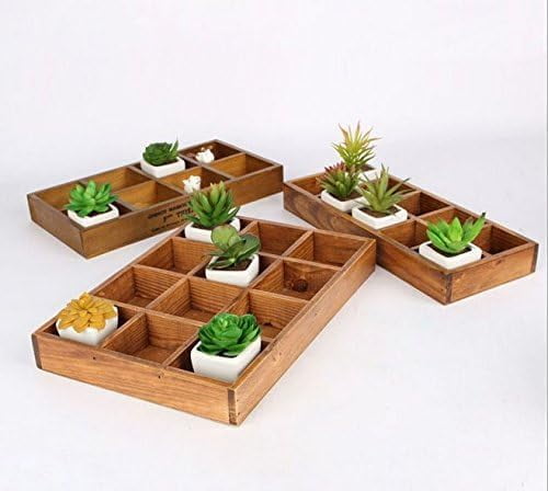 12-Grid Vintage Wooden Storage Divider Box Organizer