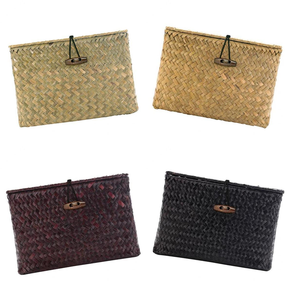 4pcs Seaweed Woven Storage Basket Bathroom Kithen Desktop Organizer Box