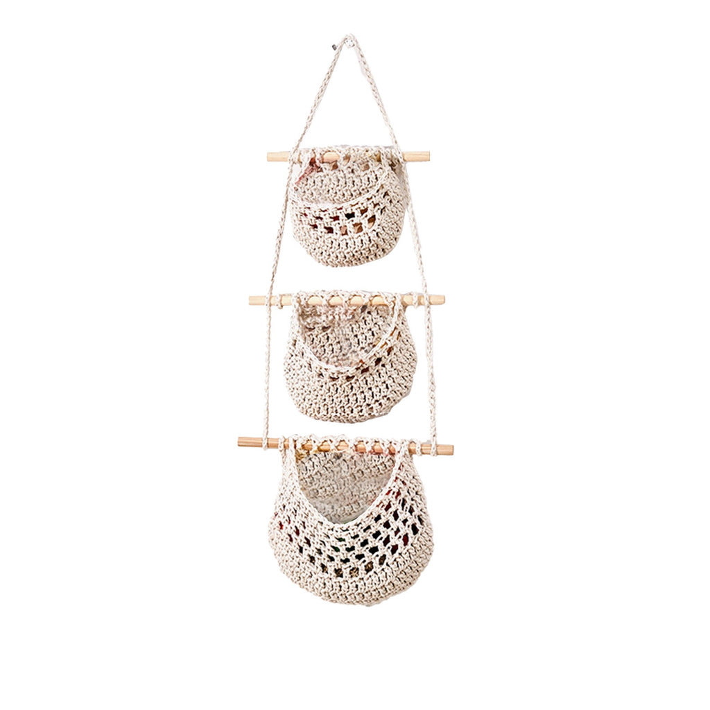 Litrail 3TierHangingBasketJute-HandwovenKitchenFruitVegetableStorage,BohemianRusticEco-FriendlyBasketforHomeBathroomLivingRoomSpace-Saving
