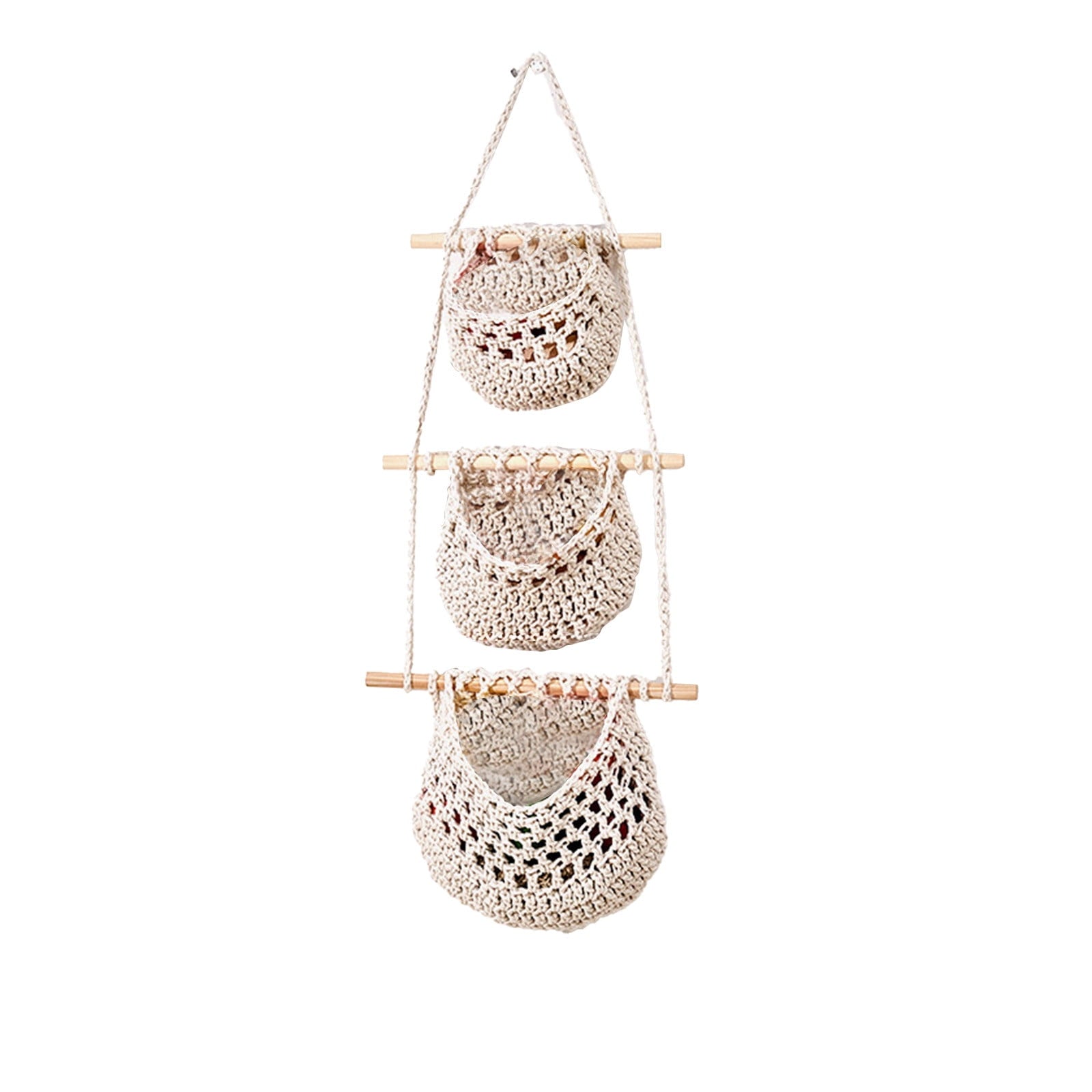 Litrail 3TierHangingBasketJute-HandwovenKitchenFruitVegetableStorage,BohemianRusticEco-FriendlyBasketforHomeBathroomLivingRoomSpace-Saving