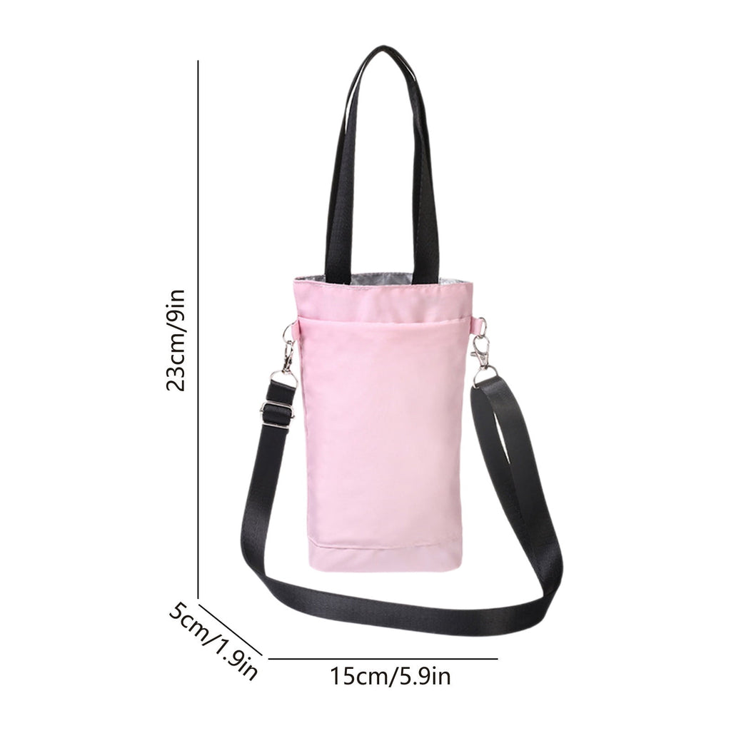Water Bottle Bag with Phone Pocket and Adjustable Shoulder Strap, Cup Holder Friendly Insulated Bottle Carrier for Travel, Hiking, Running, Outdoor Activities