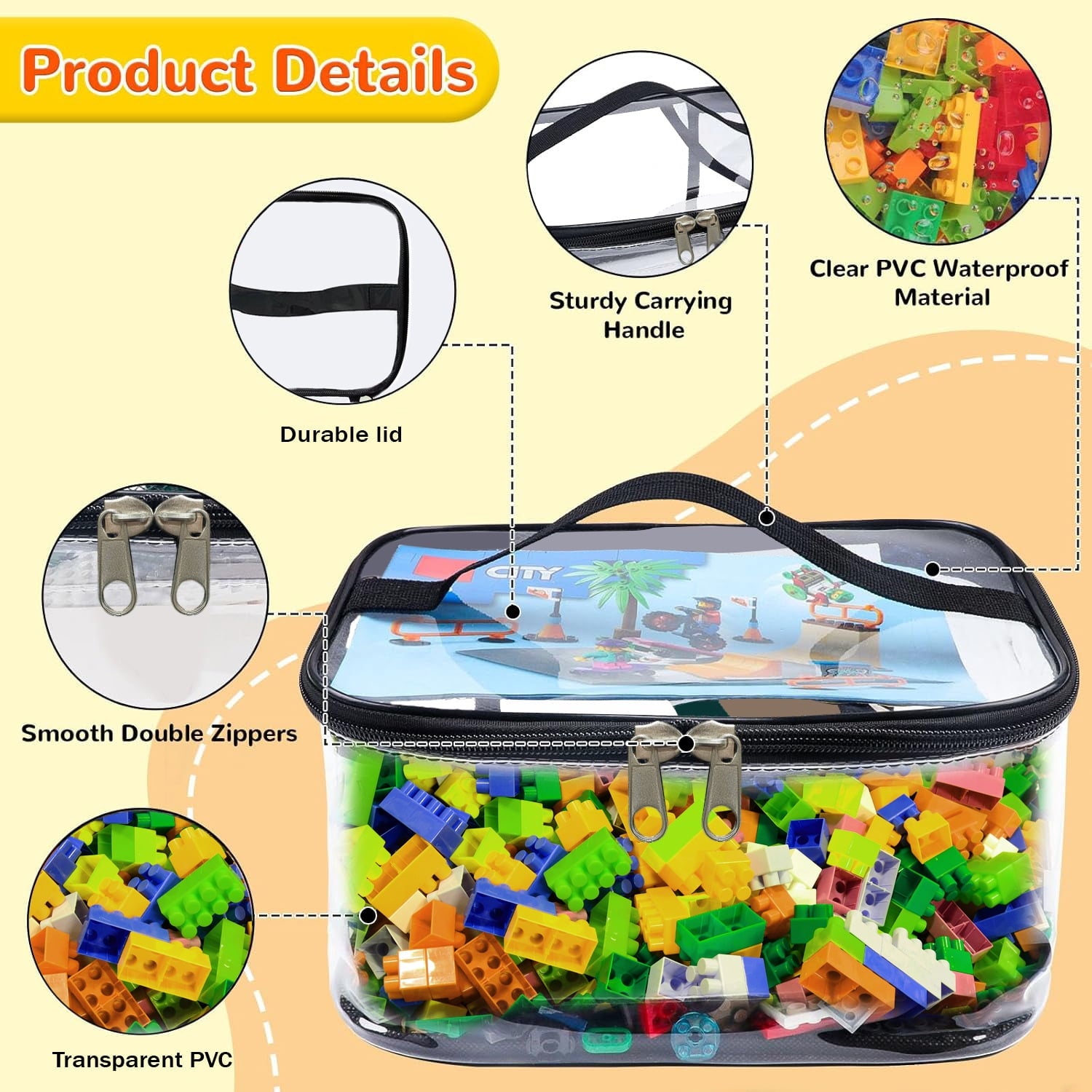 4PCS Black Storage Bags for Building Blocks Perfect for Toy Cleanup